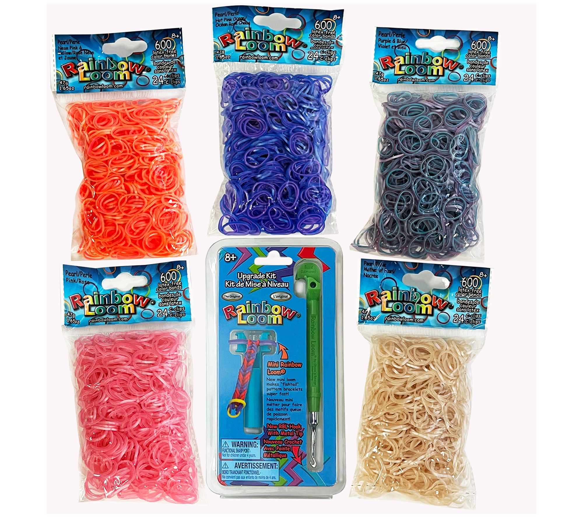 Rainbow Loom Glow Blue Rubber Bands with 24 C-Clips