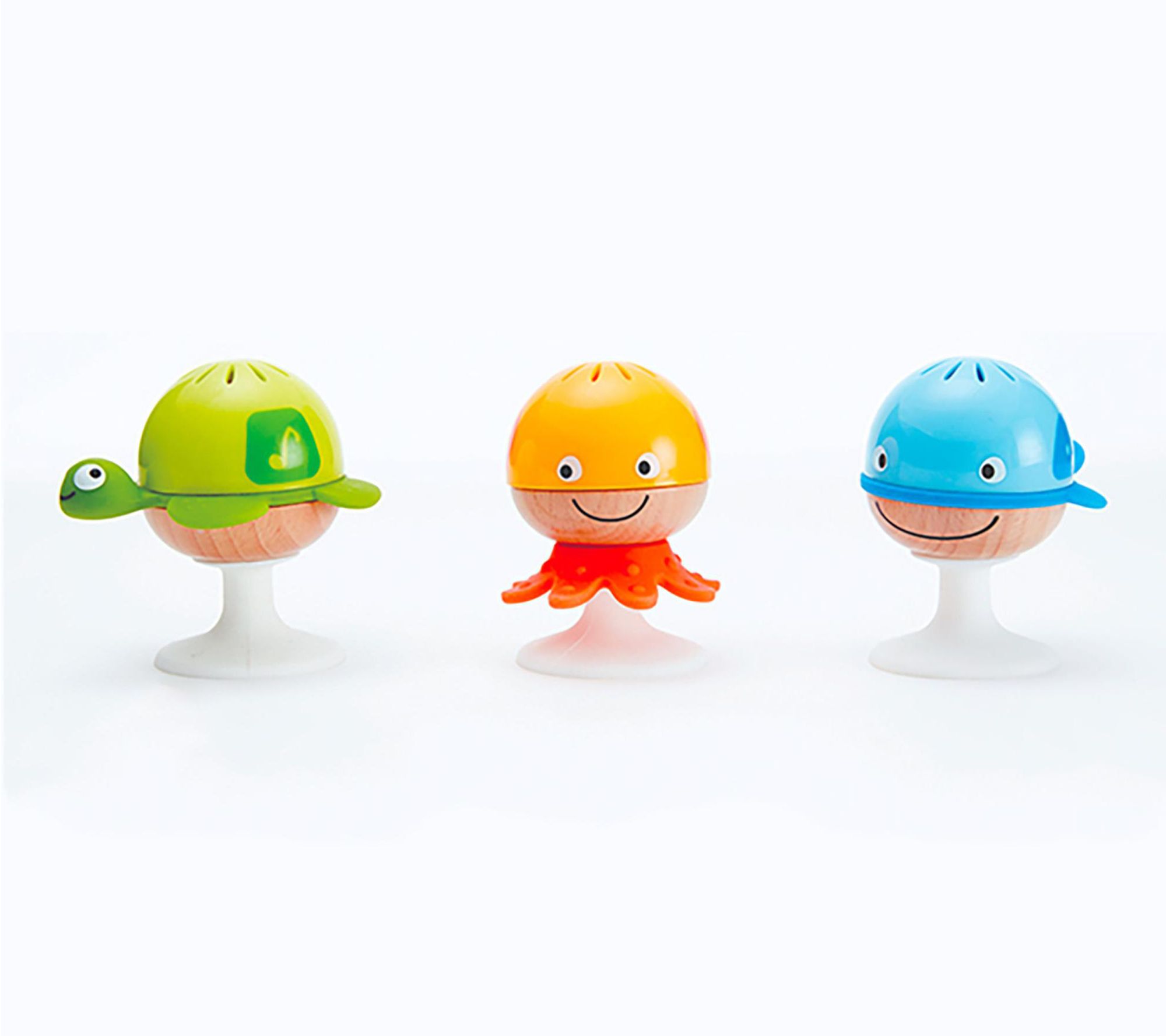  Hape Stay Put Rattle Set 3 Pc Sea Animal Suction Cup Rattles