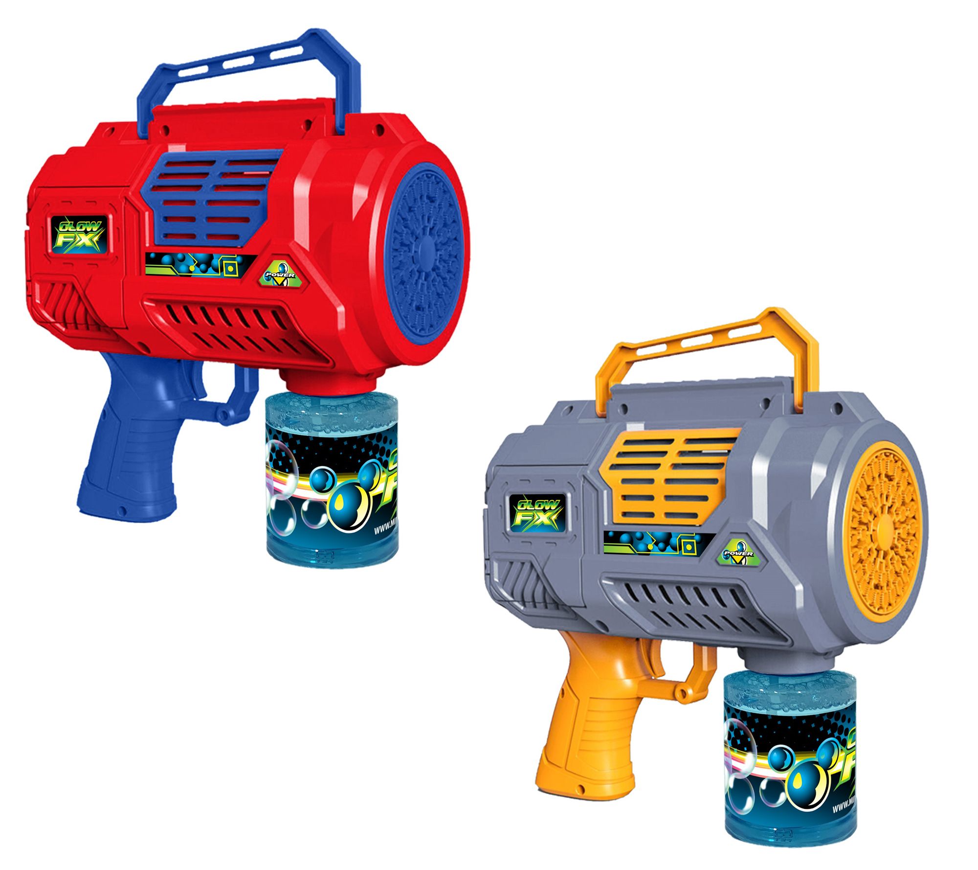 S/2 Large Bubble Shooters w/ Bubble Solution, LED Lights & Handle