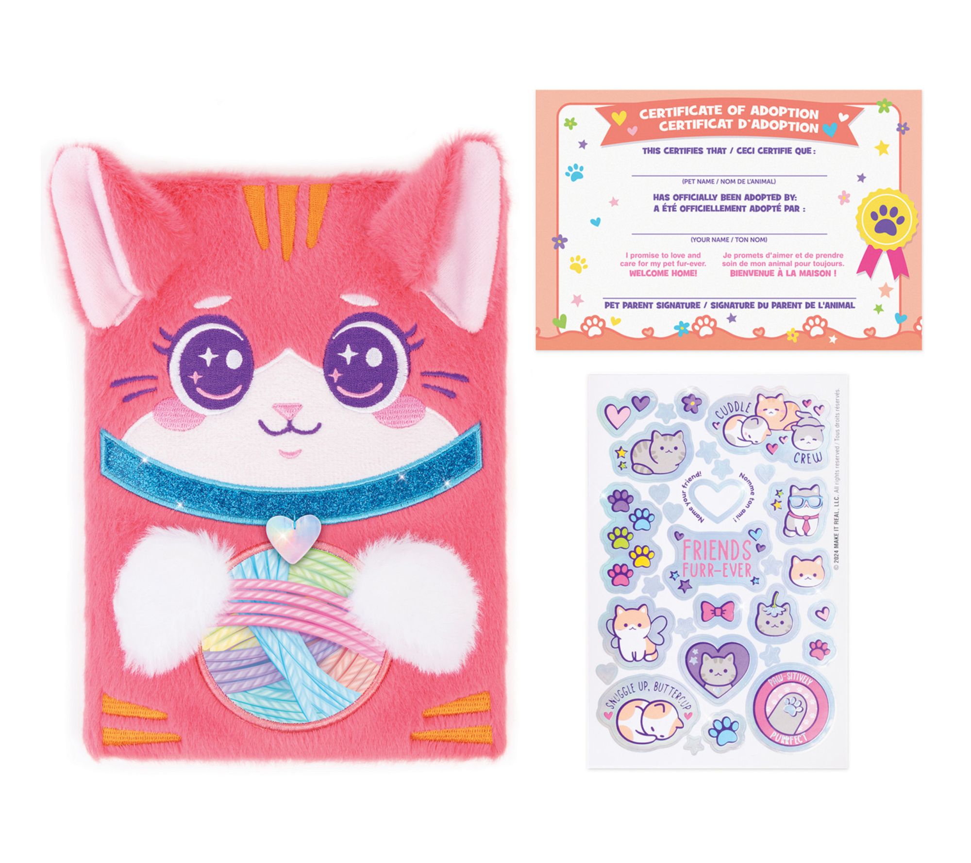 3C4G Happy Tails Pet Adoption Journal Cat FuzzyPlush Diary