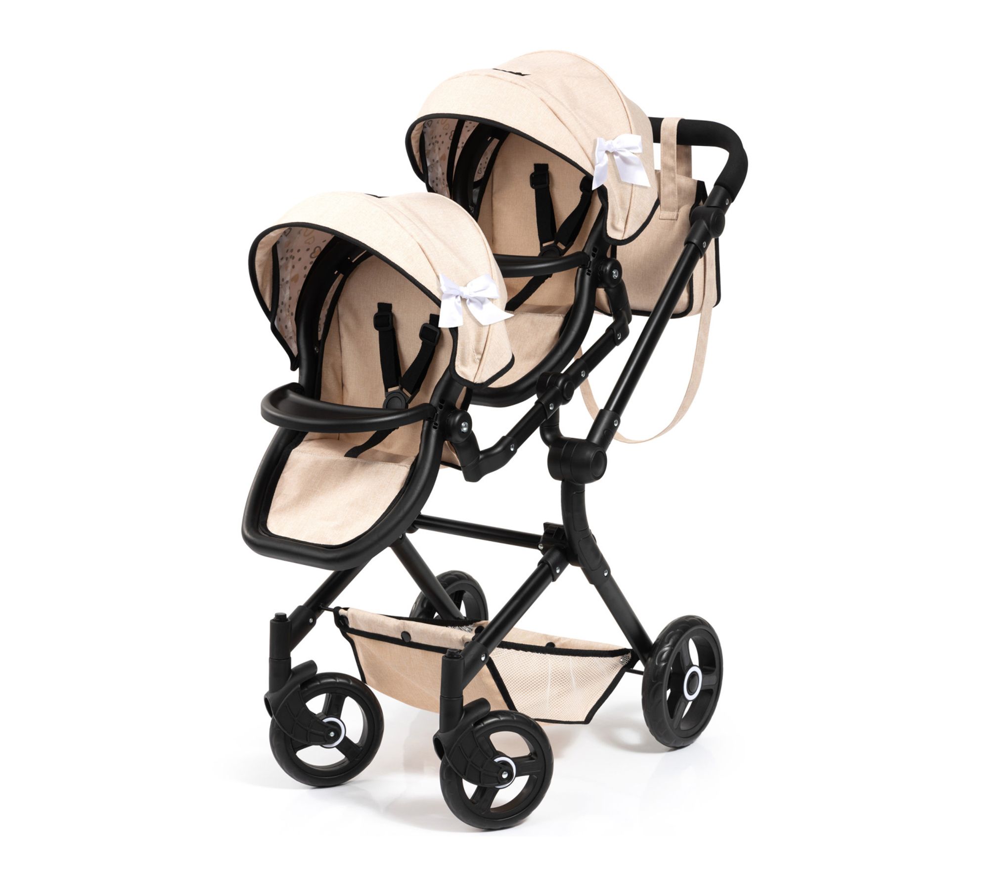 Bayer Design Do ll Pram Twin Ne o Beige Foldabl e Toy Stroller | QVC