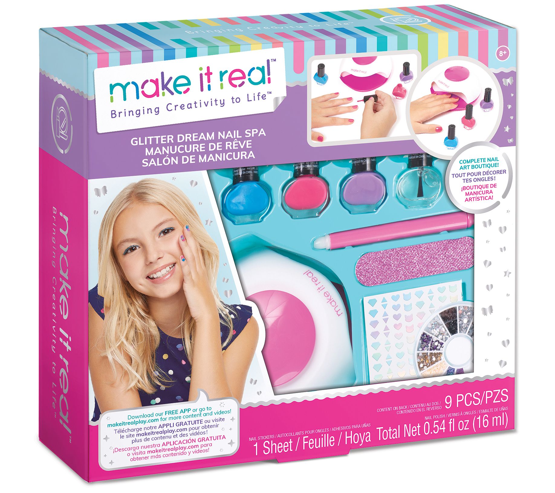 Kids Nail Spa Set with Nail Dryer Peelable Nail Polish Finger