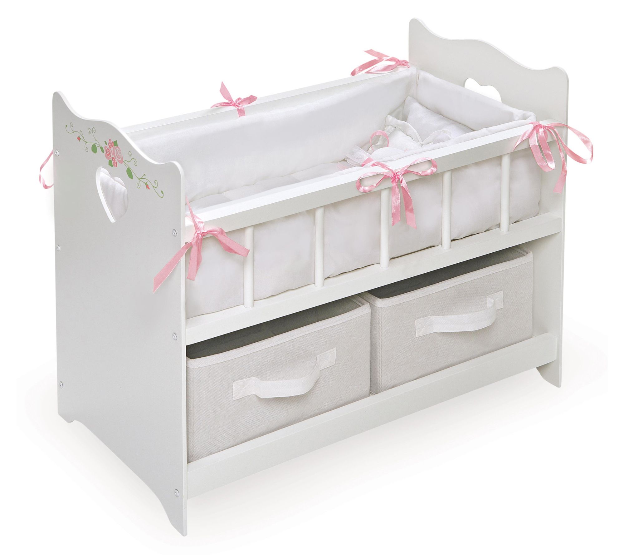 Badger Basket Doll Crib with Bedding, Baskets,and Decal Kit
