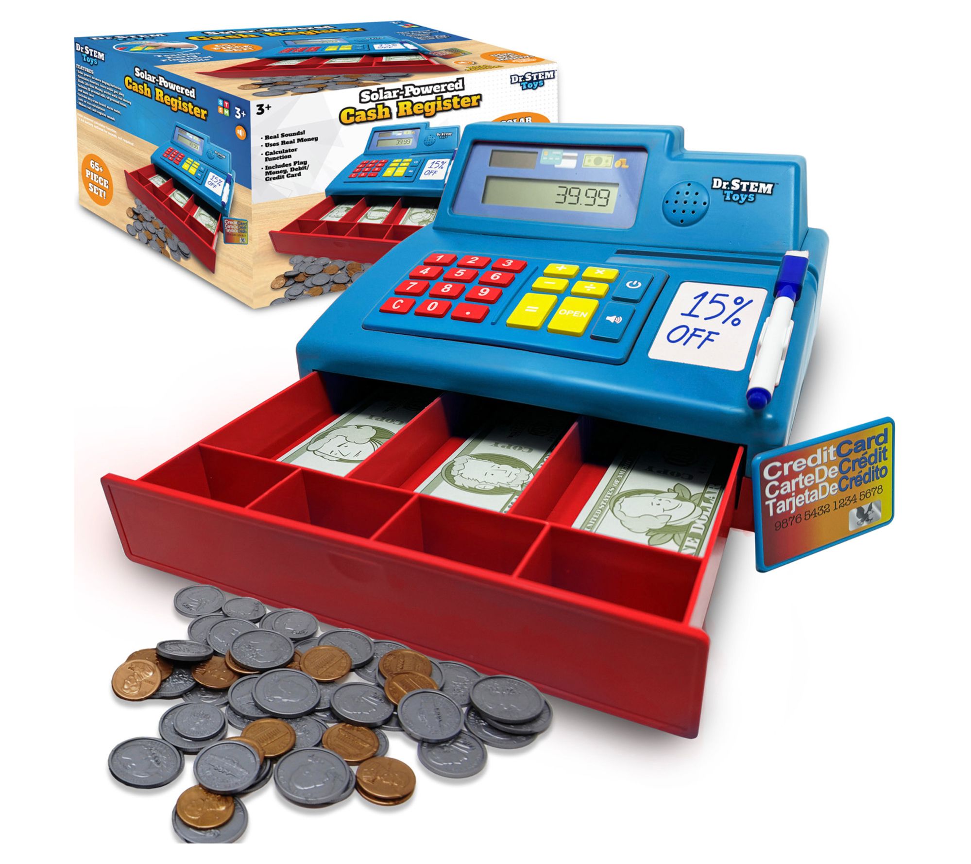 Dr. STEM Solar-Powered Cash Register, 68pc Store Roleplay Toy