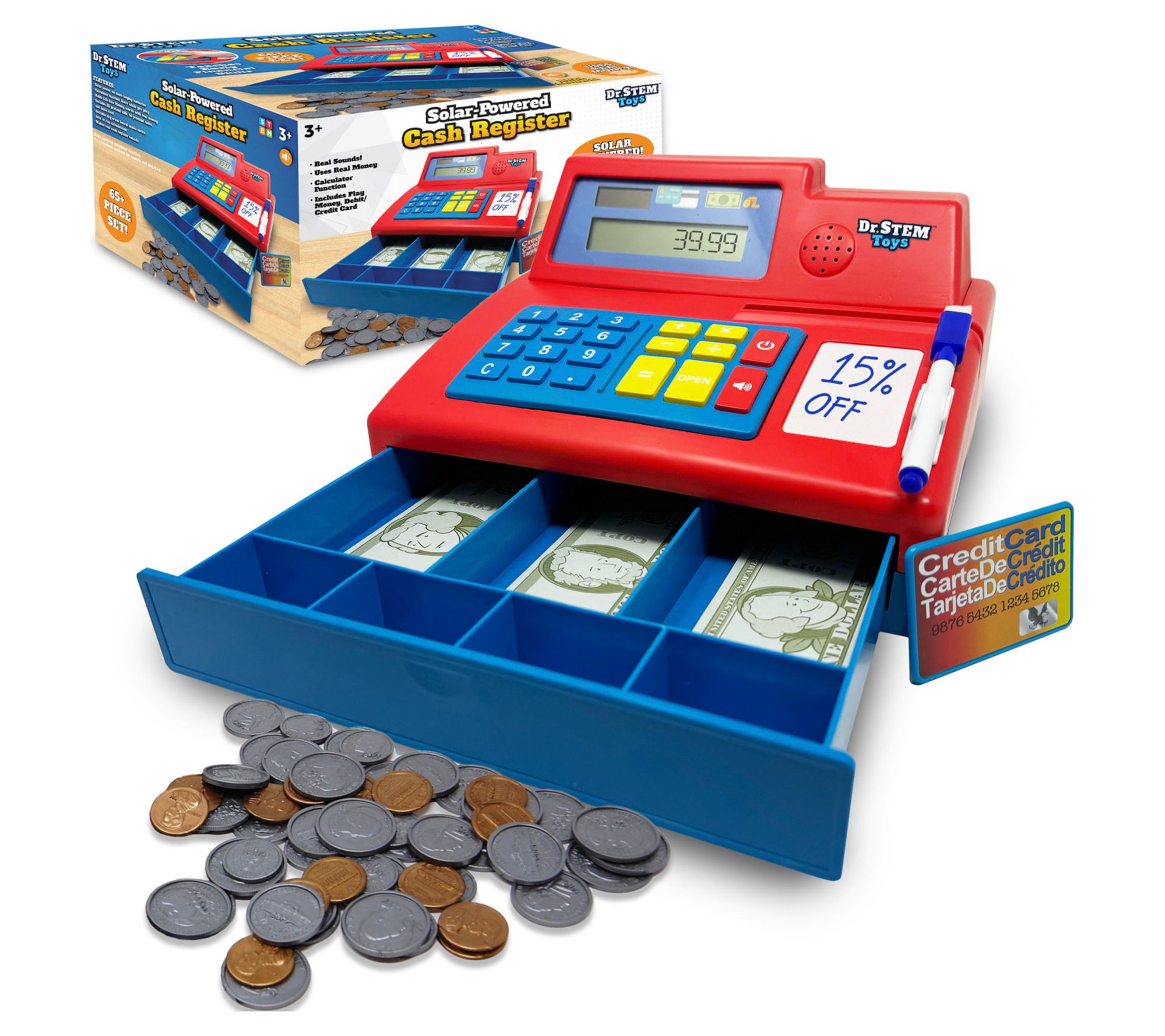 Dr. STEM Solar-Powered Cash Register, 68pc Store Roleplay Toy