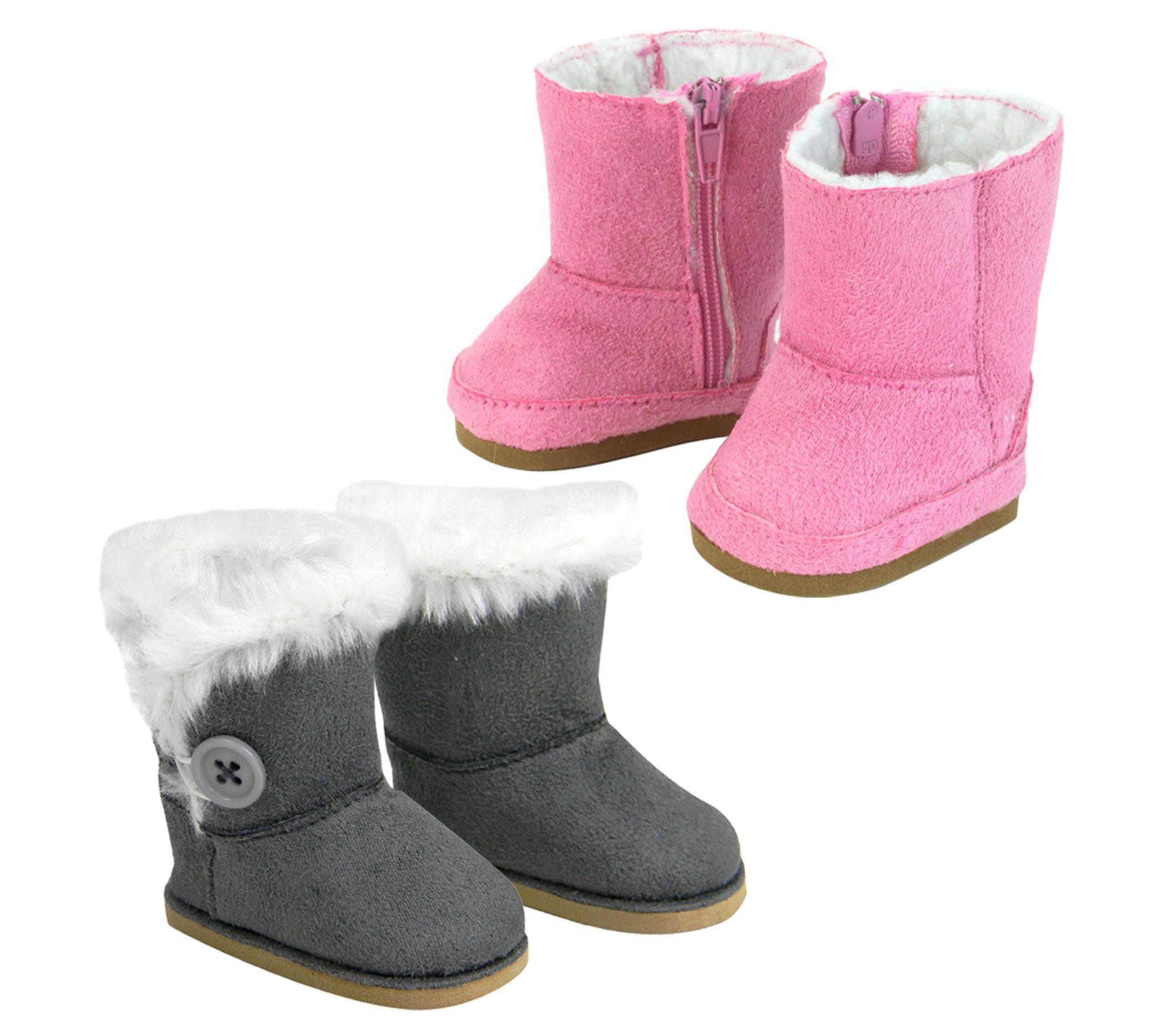 Sophia's 18" Doll Pink and Gray Ewe Boots