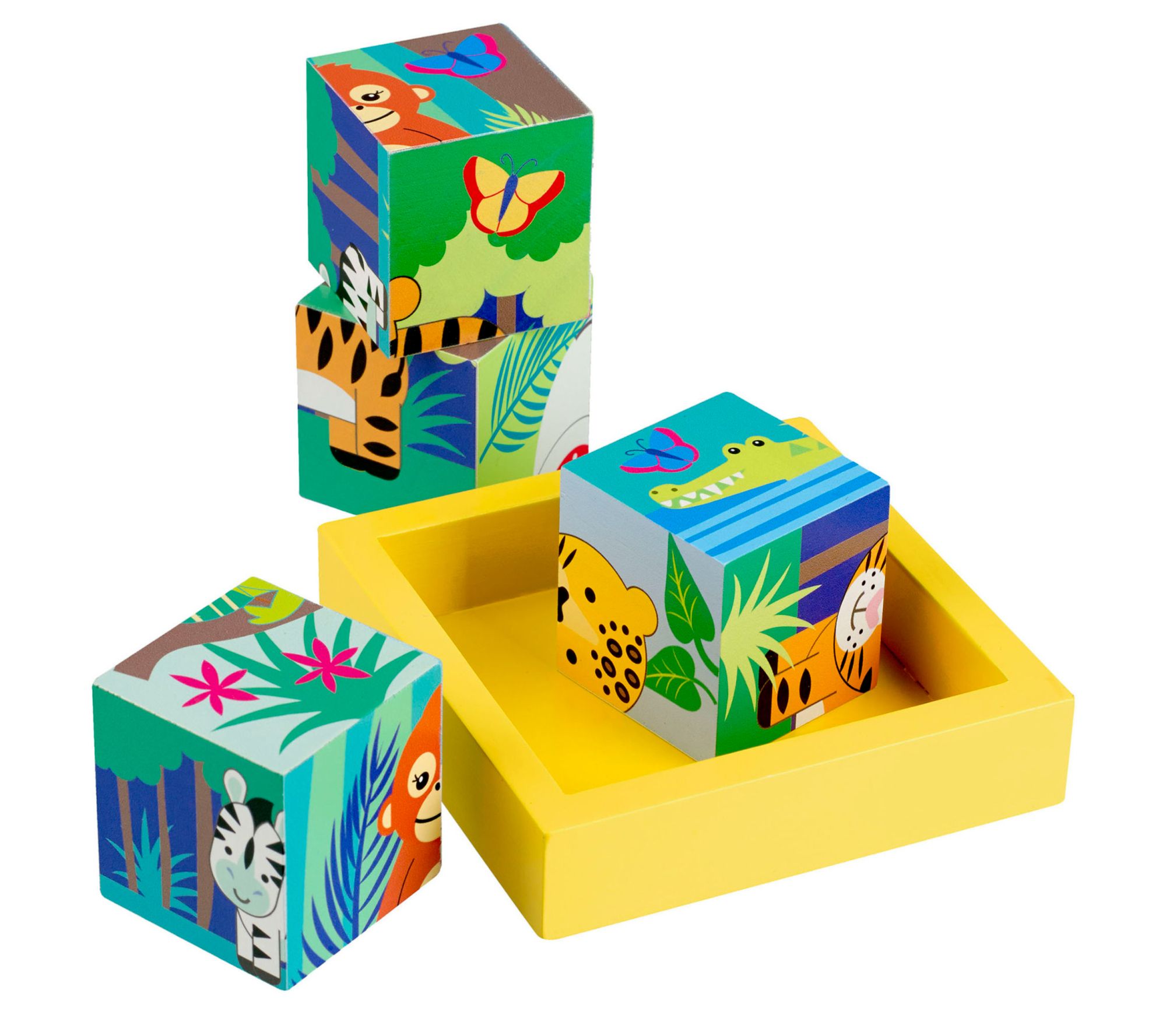 Orange Tree Toys Jungle Animals, 4 Blocks Puzzle