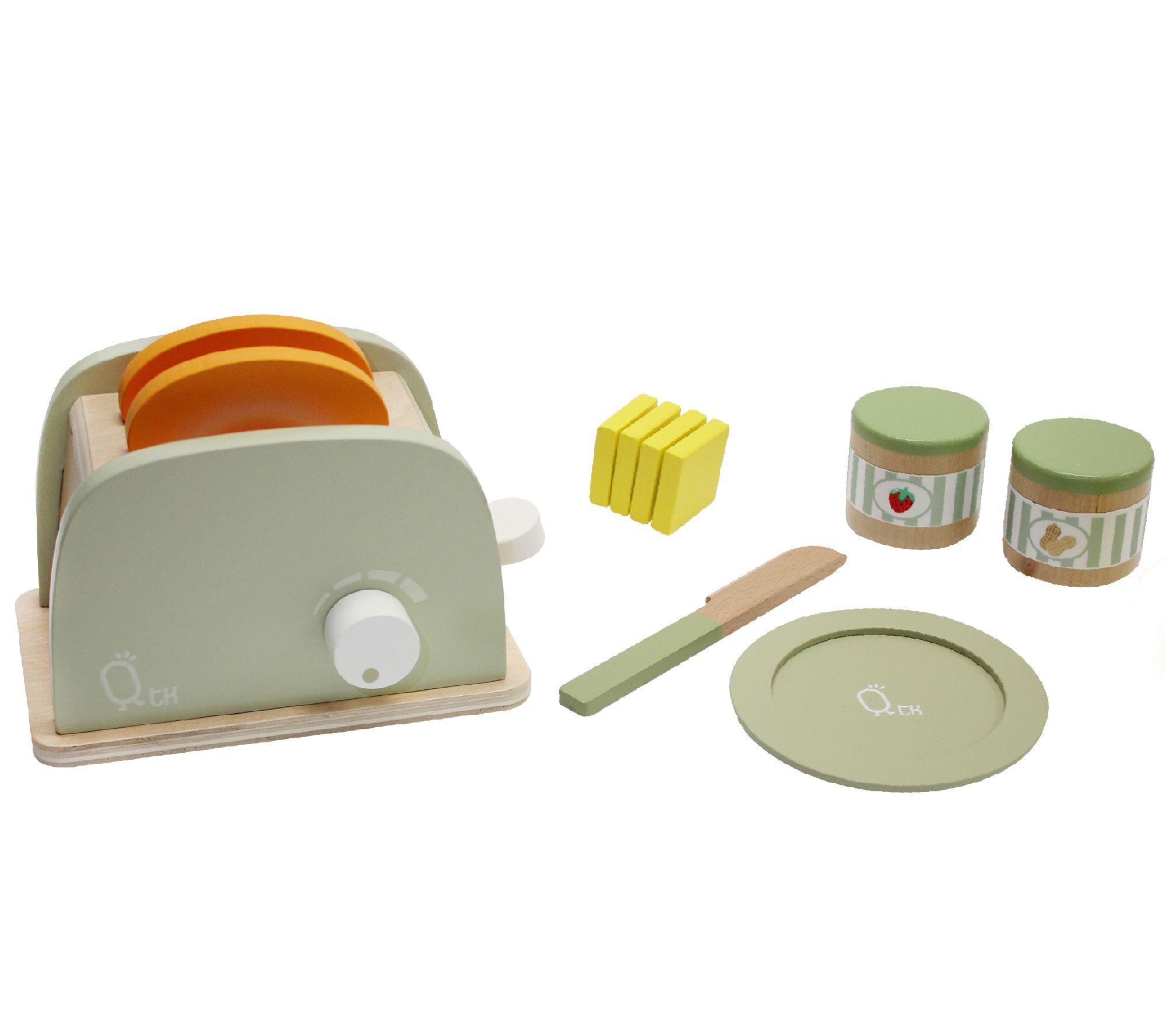 Teamson Kids - Little Chef Frankfurt Wooden Coffee machine play kitchen  accessories - Green- 8 pcs
