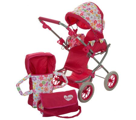 Adora Dolls Deluxe Stroller with Diaper Bag & Baby Doll Bed — QVC.com