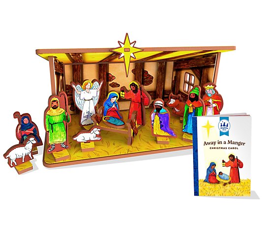 StoryTime Toys Away in a Manger Nativity Book & 3D Play Set