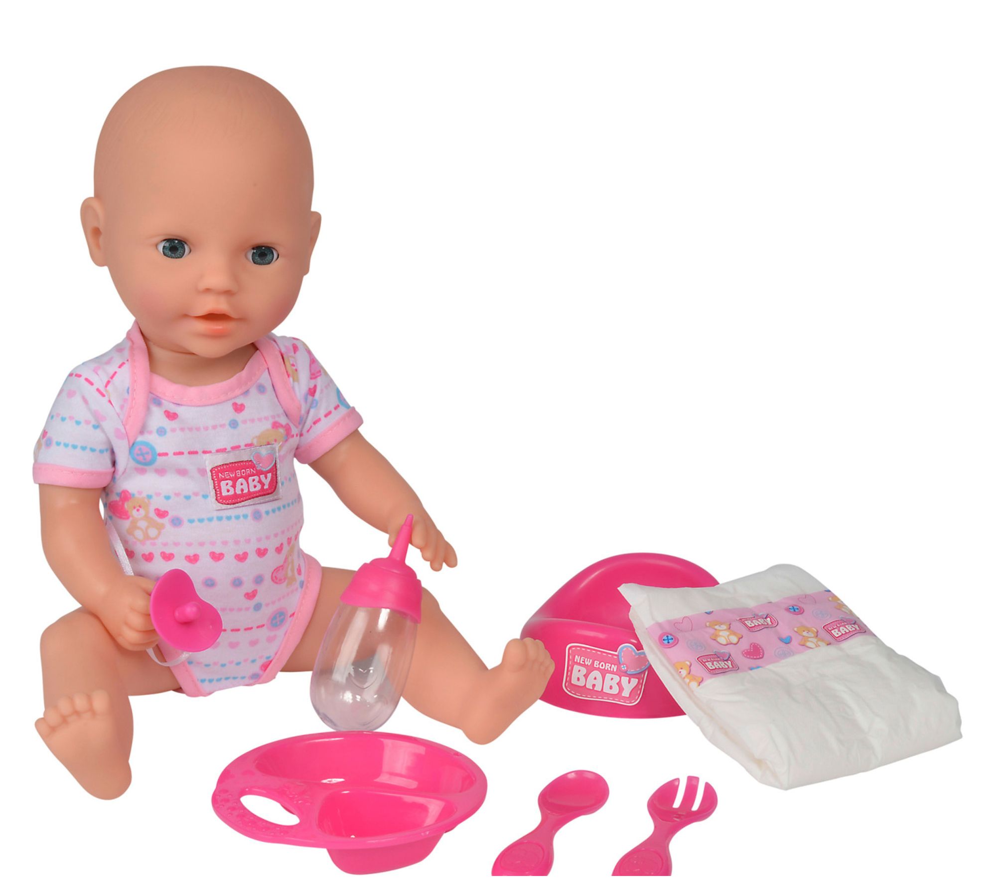 Simba: Newborn Baby- Drink & Wet - 7pc Pink - 15" Doll