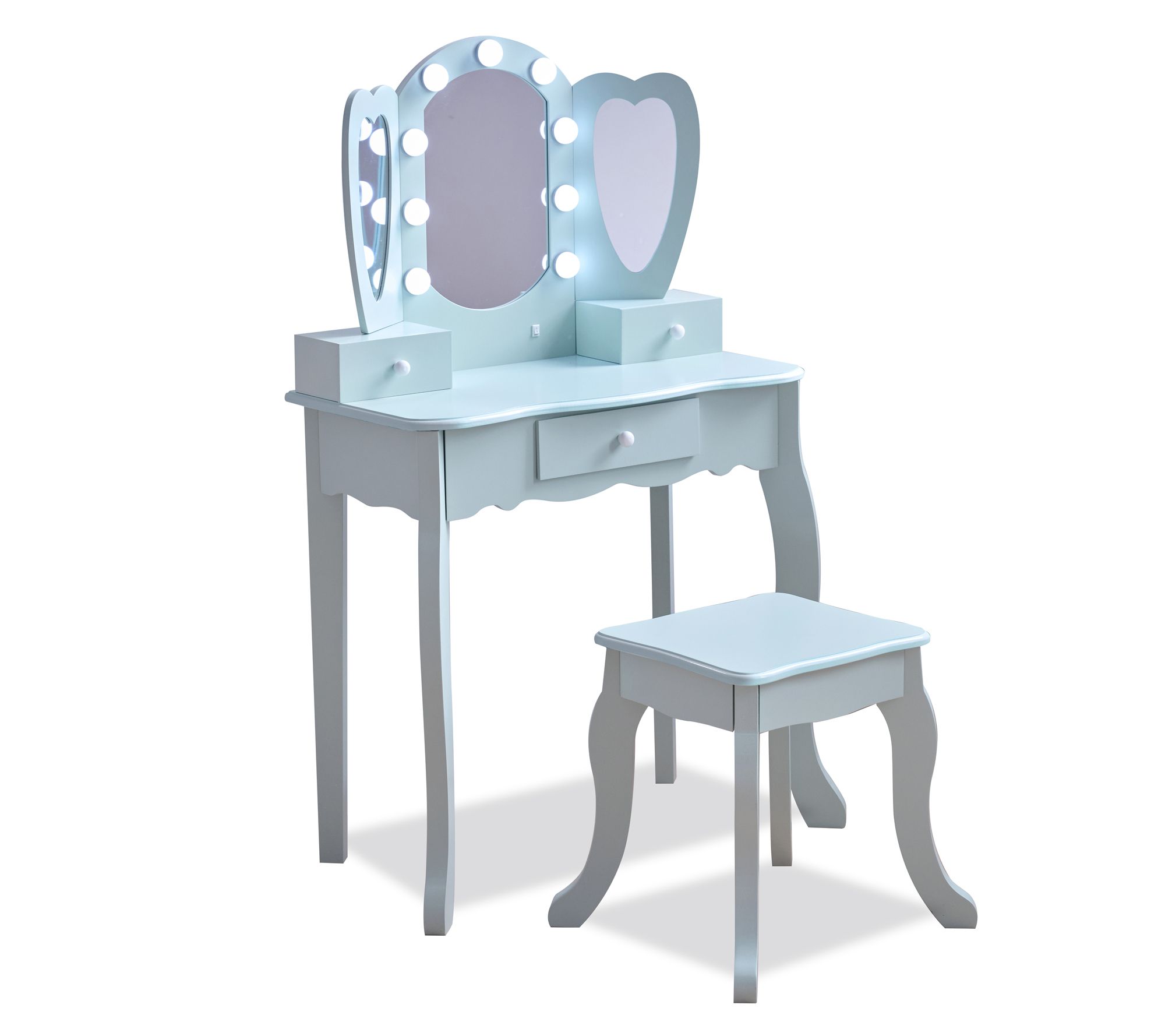 Teamson Kids Heart Glow Wooden Vanity Set with LED Lights