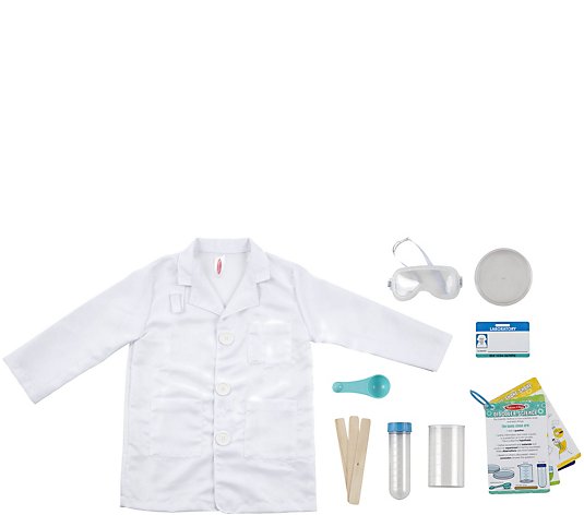 Age 4-8 White Lab Coat for Kids Scientist Costume Childrens Role Play Set Pretend Play with Goggle and Personalized ID Card