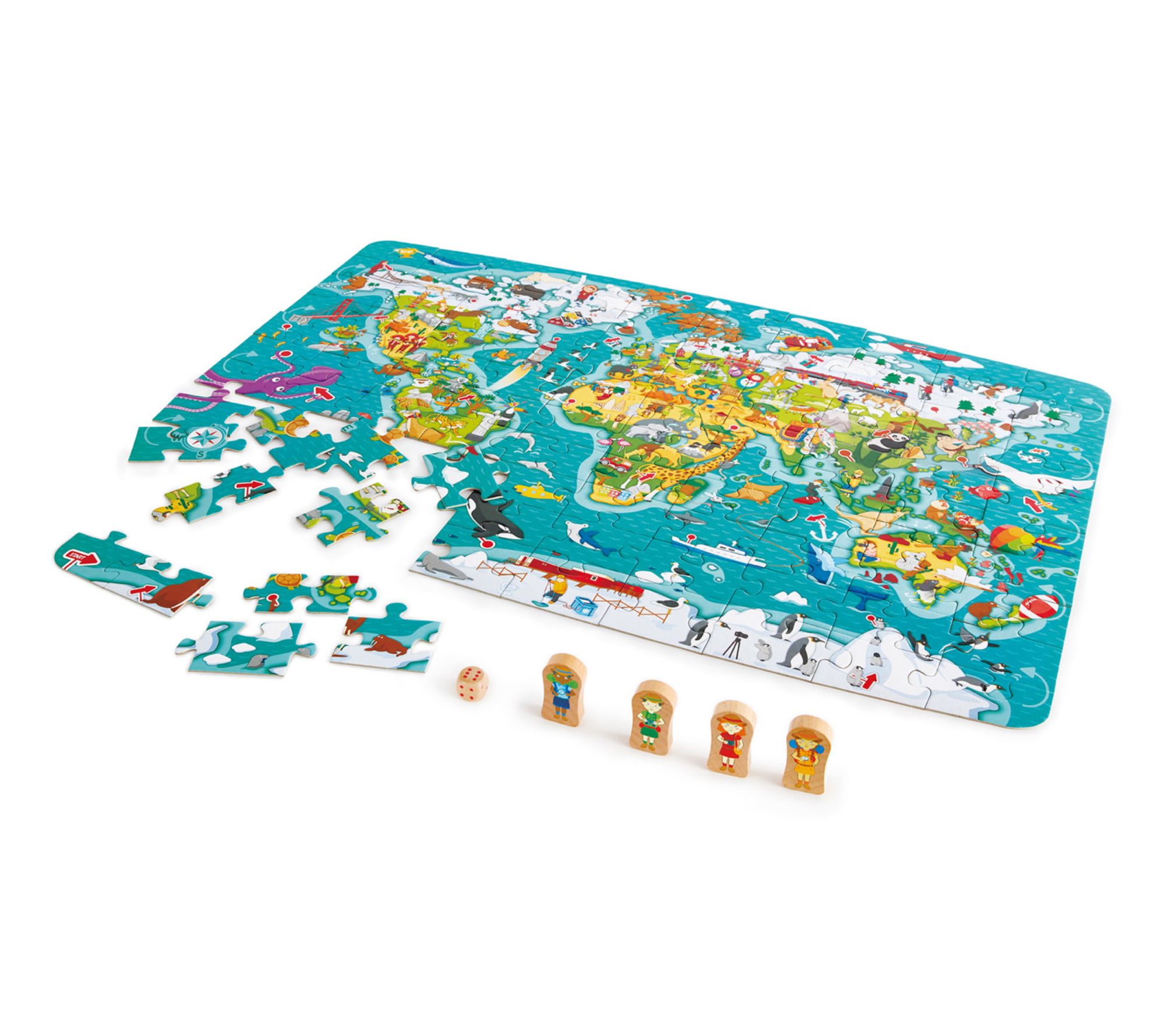 Hape 2-In-1 World Tour Puzzle & Game Oversized Poster - 105pc