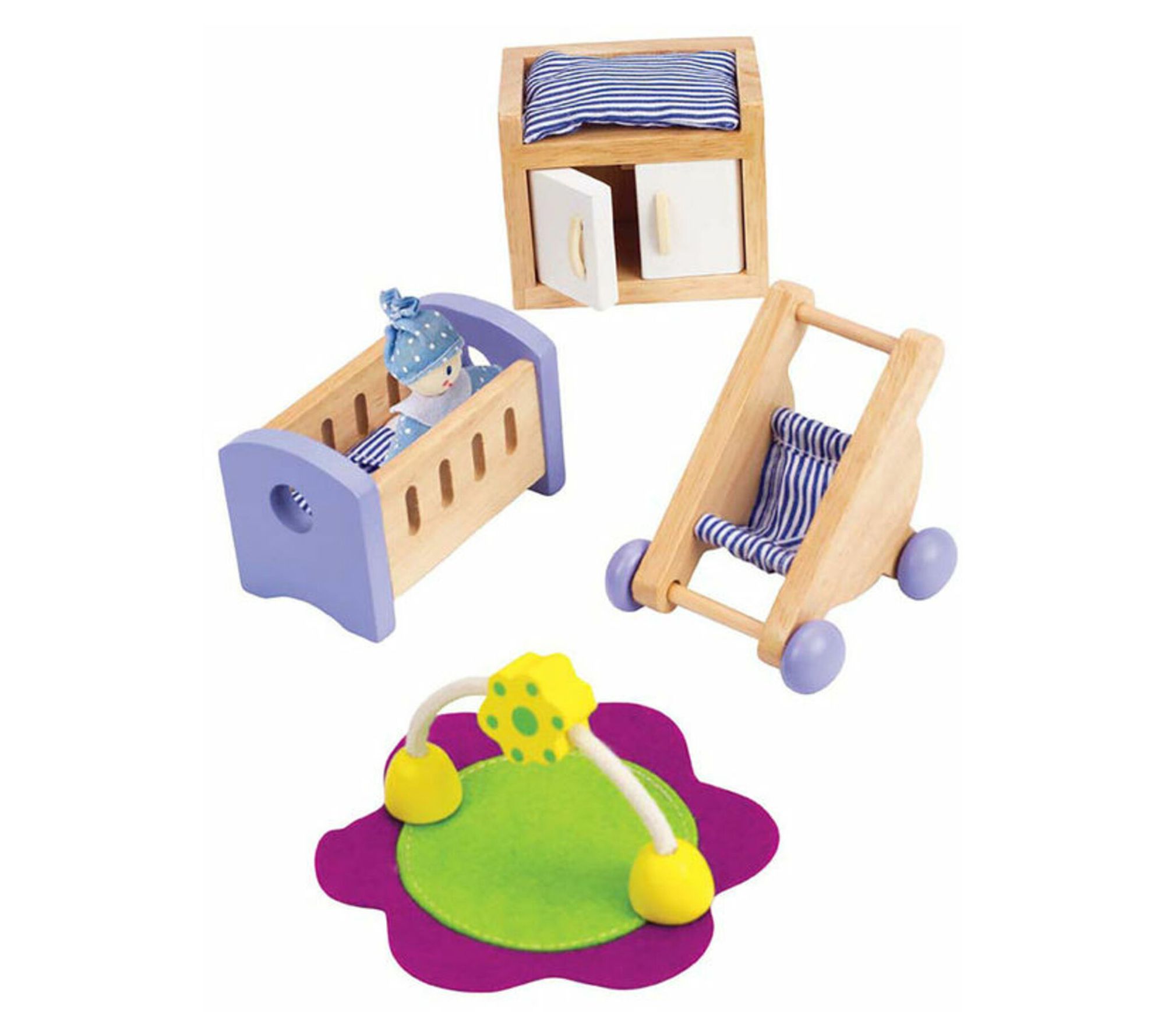 Hape Wooden Dollhouse Furniture Baby Room Set