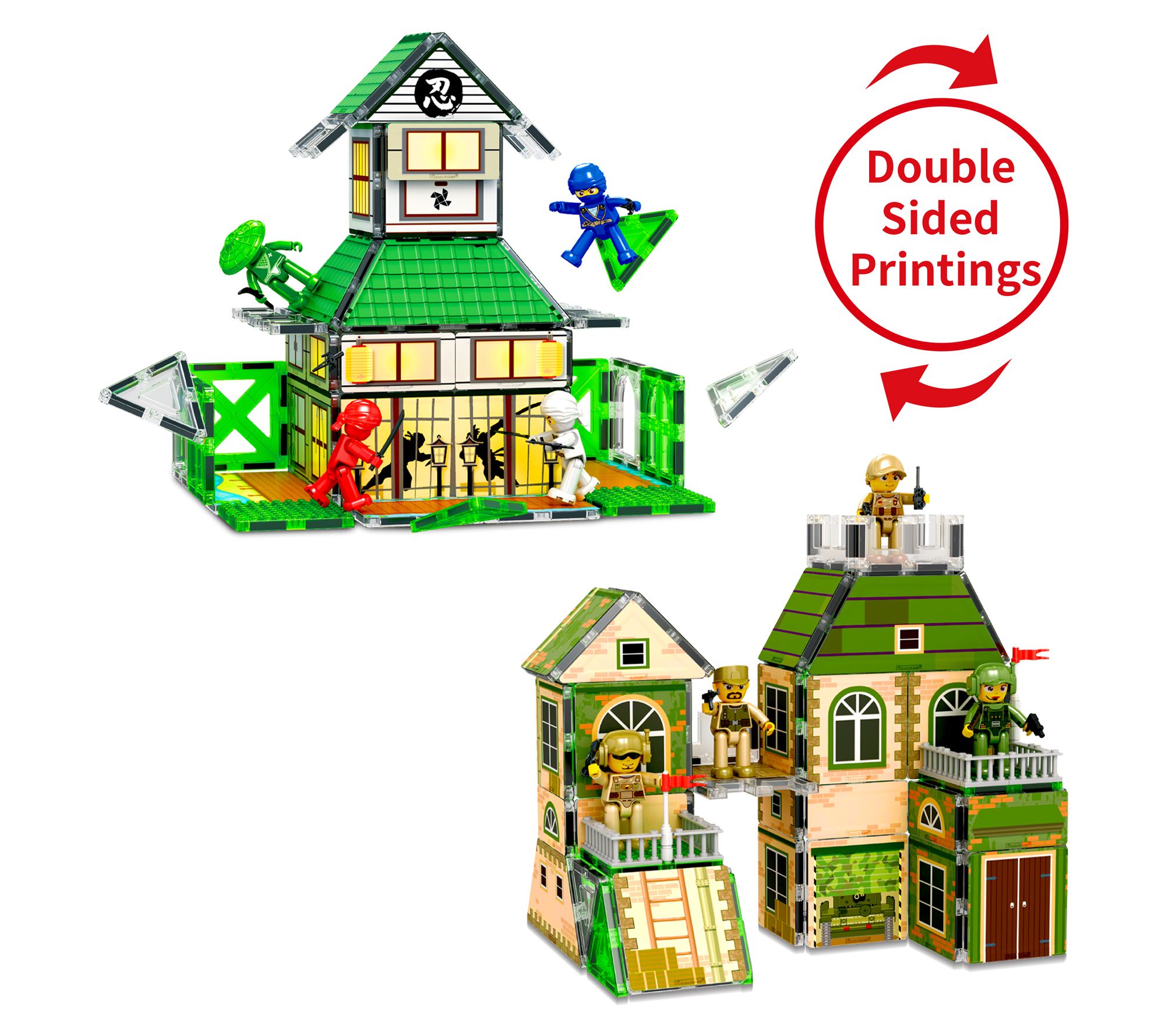 PicassoTiles 2-in-1 Ninja & Troop Combat Magnetic Building Set