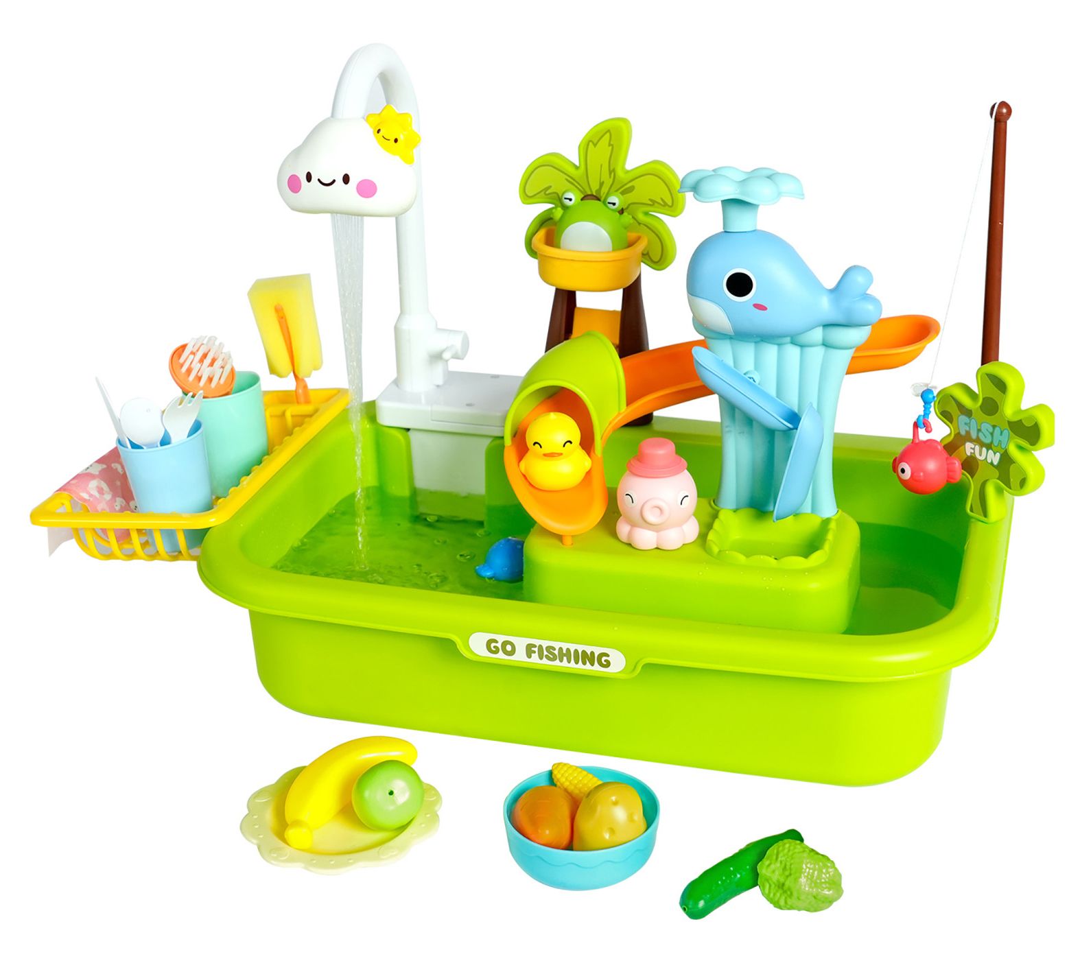 Easy Playhouse 4-In-1 Play Sin k, Running Wate r Faucet