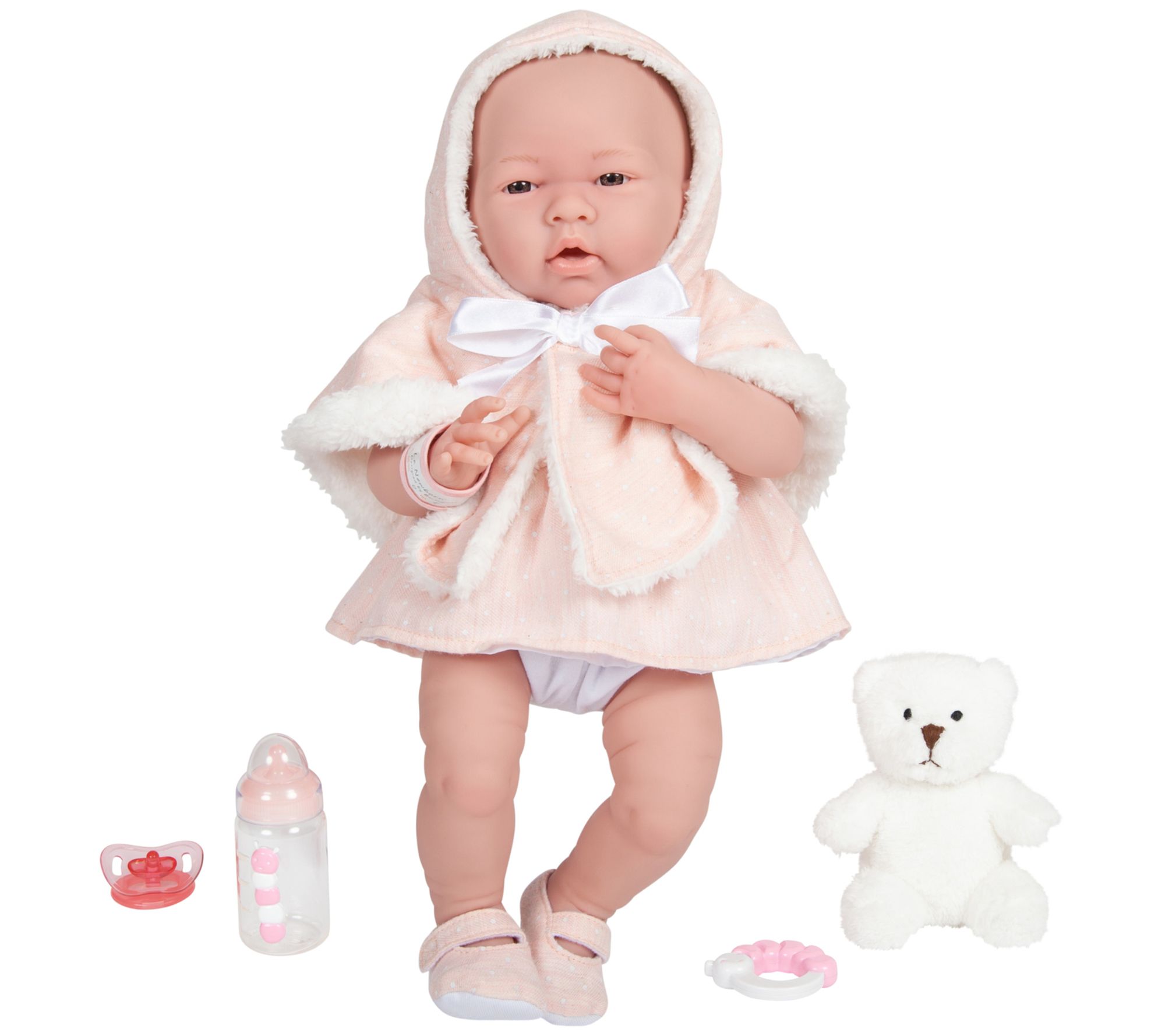 JC Toys La Newborn 15" Real Girl Baby Doll Overcoat Outfit