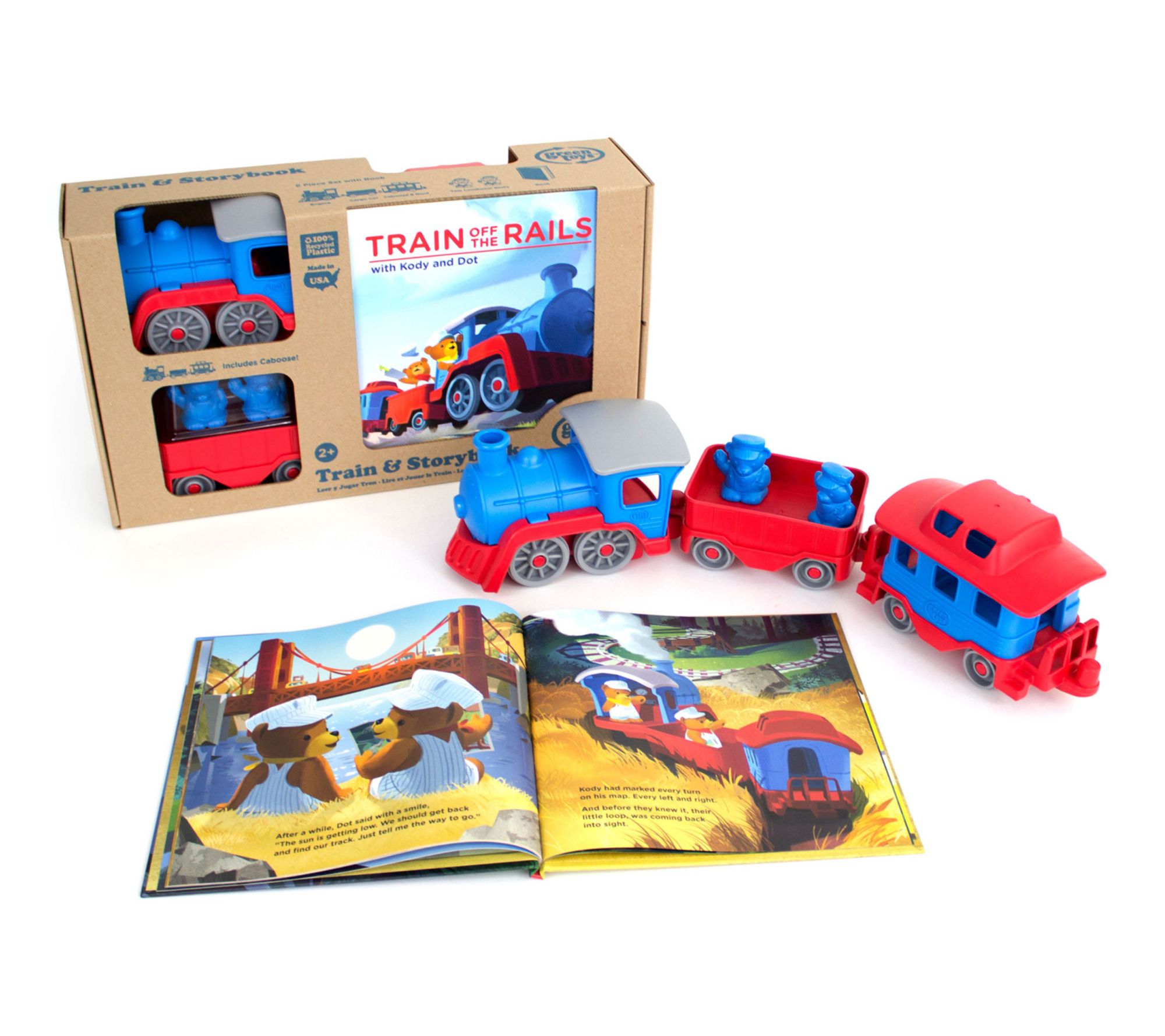 Green Toys Train and Board Book Set, Rail Vehicle & Book