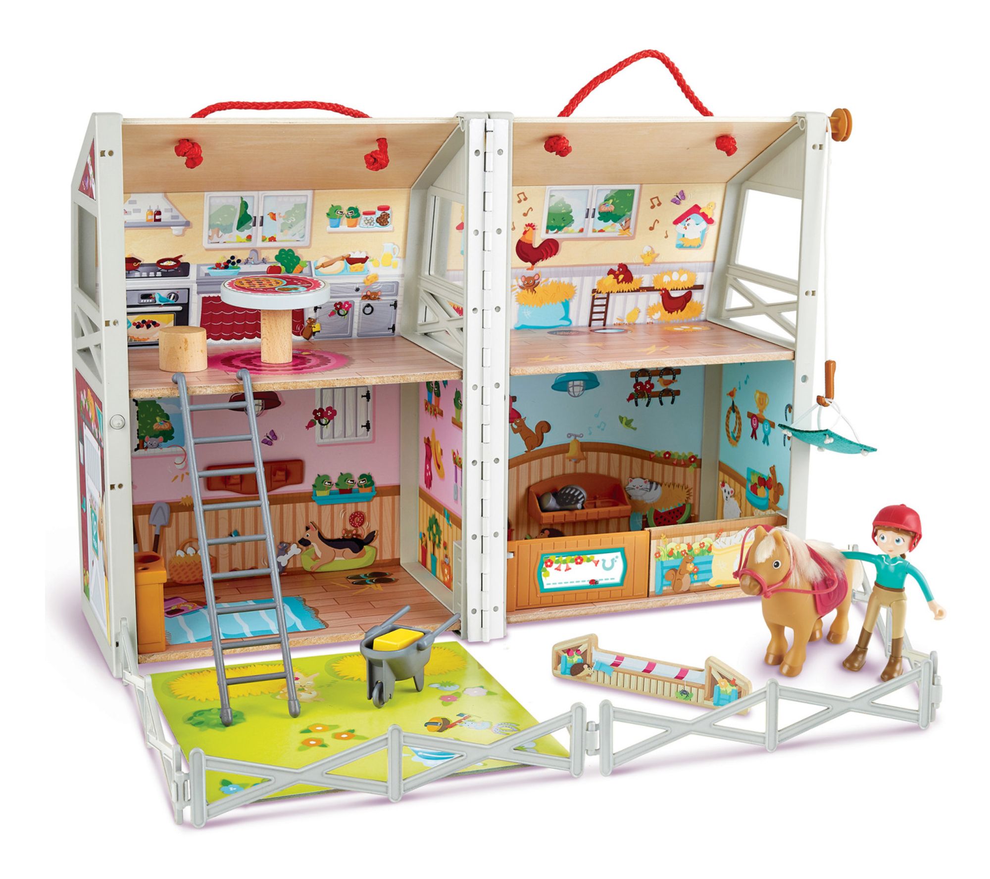 Hape Pony Club Ranch Wooden Barn Dollhouse