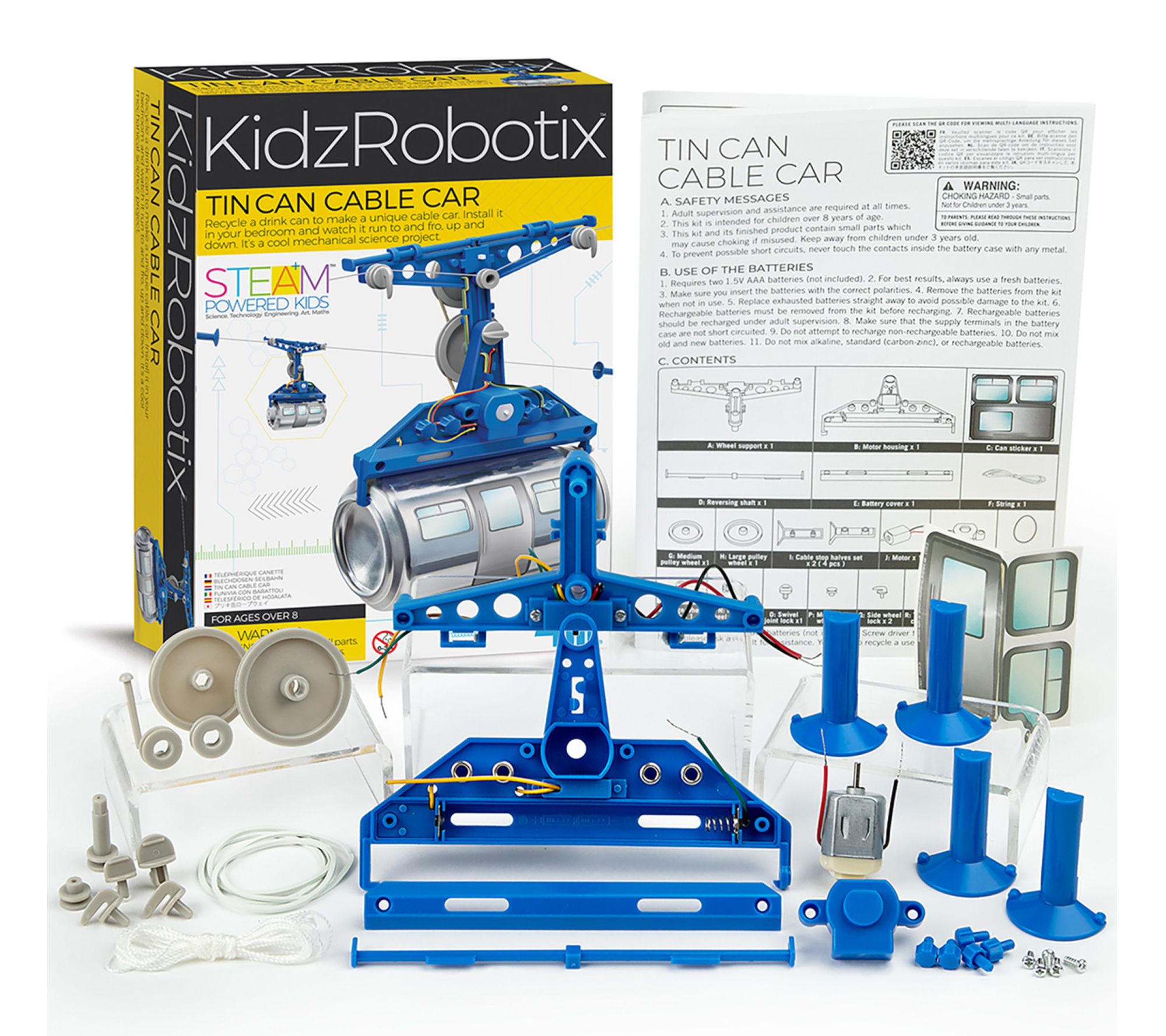 4M KidzRobotix Tin Can Cable Car DIY Building Science Kit