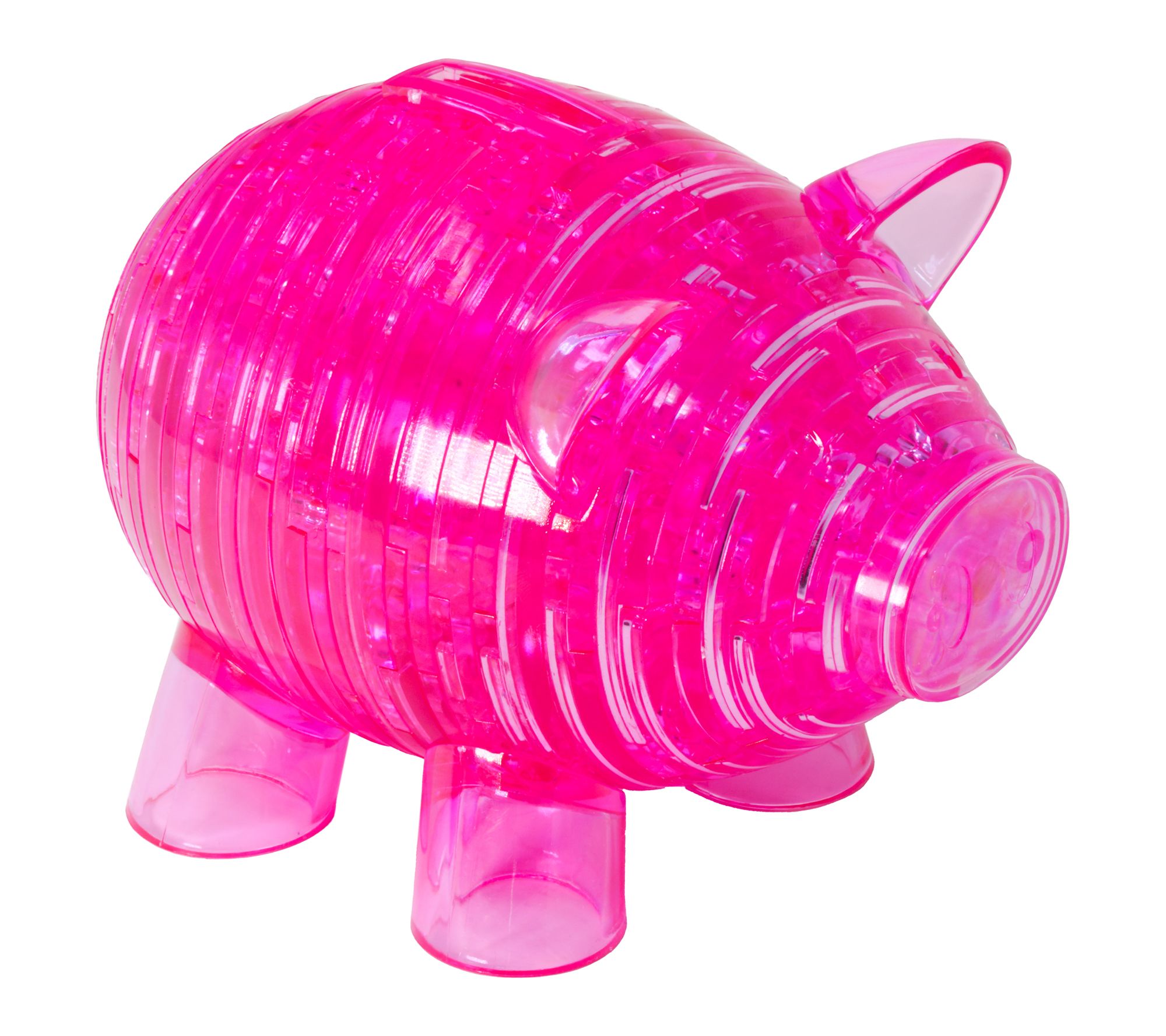 3D Crystal Puzzle - Deluxe Piggy Bank with Stickers (Hot Pink)