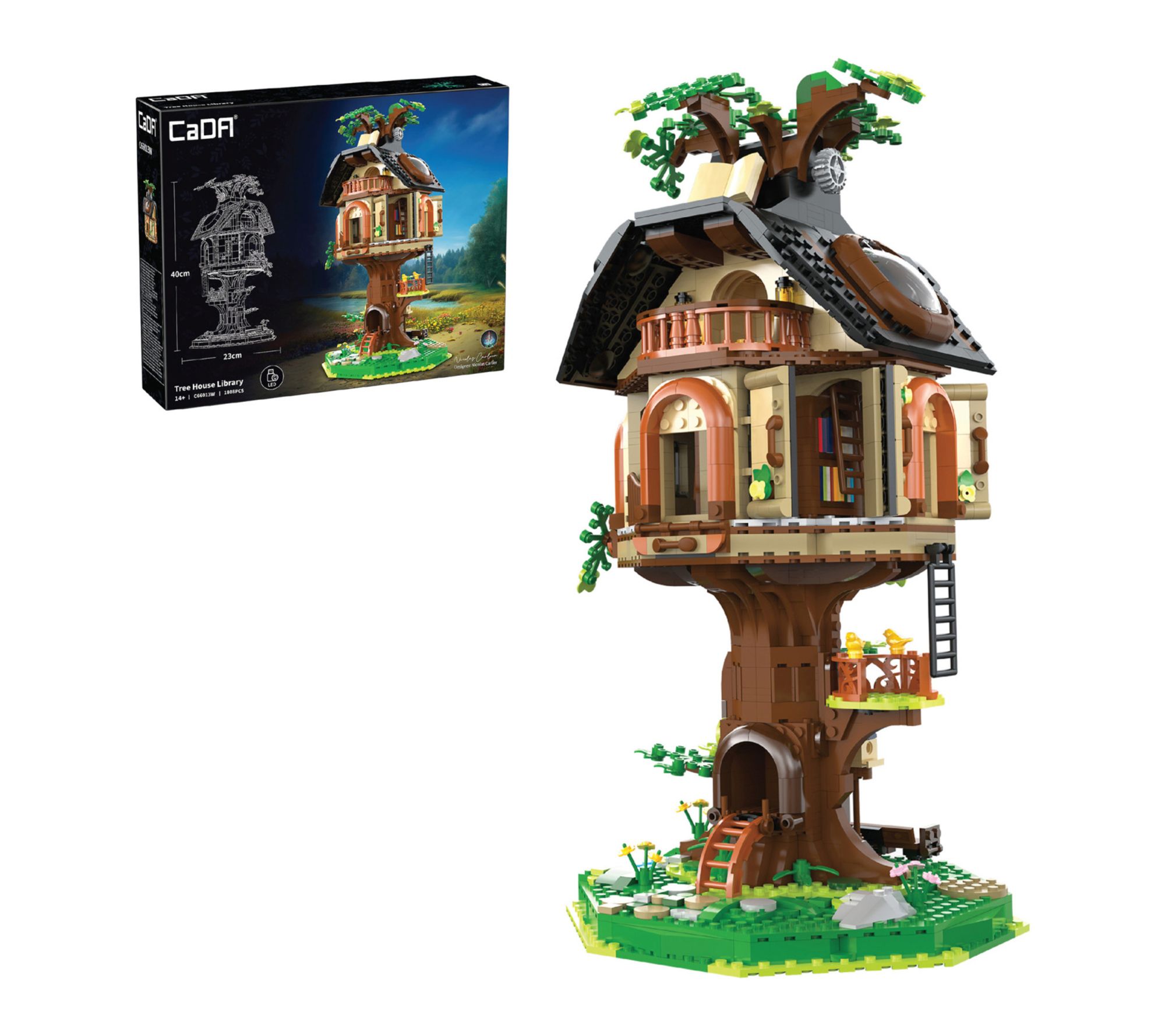 CaDA Tree House Library 1808 Piece Brick Building Set