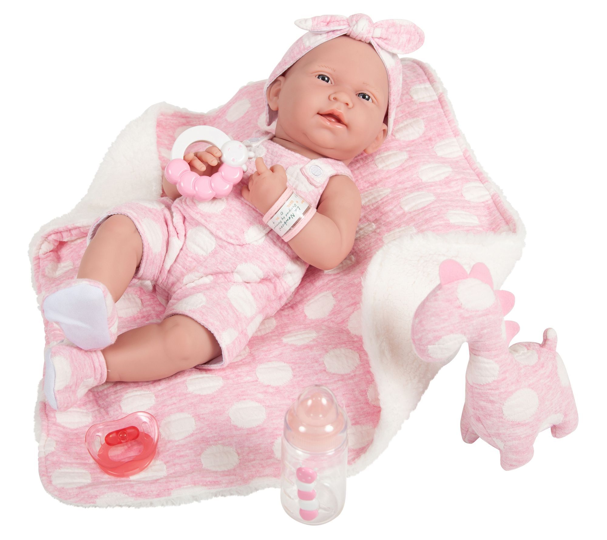JC Toys La Newborn 15" Real Girl Baby Doll Polka Dot Outfit