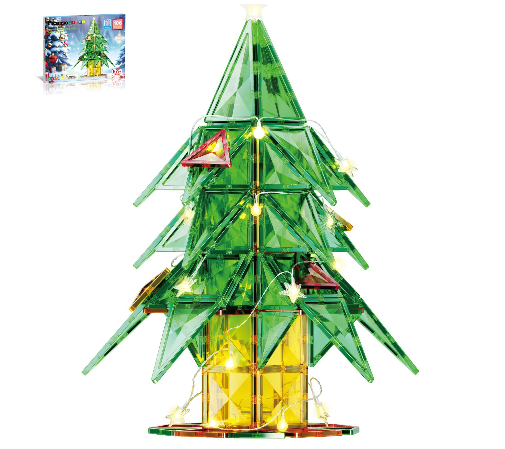 PicassoTiles 106 Pieces Christmas Tree MagneticTiles Set