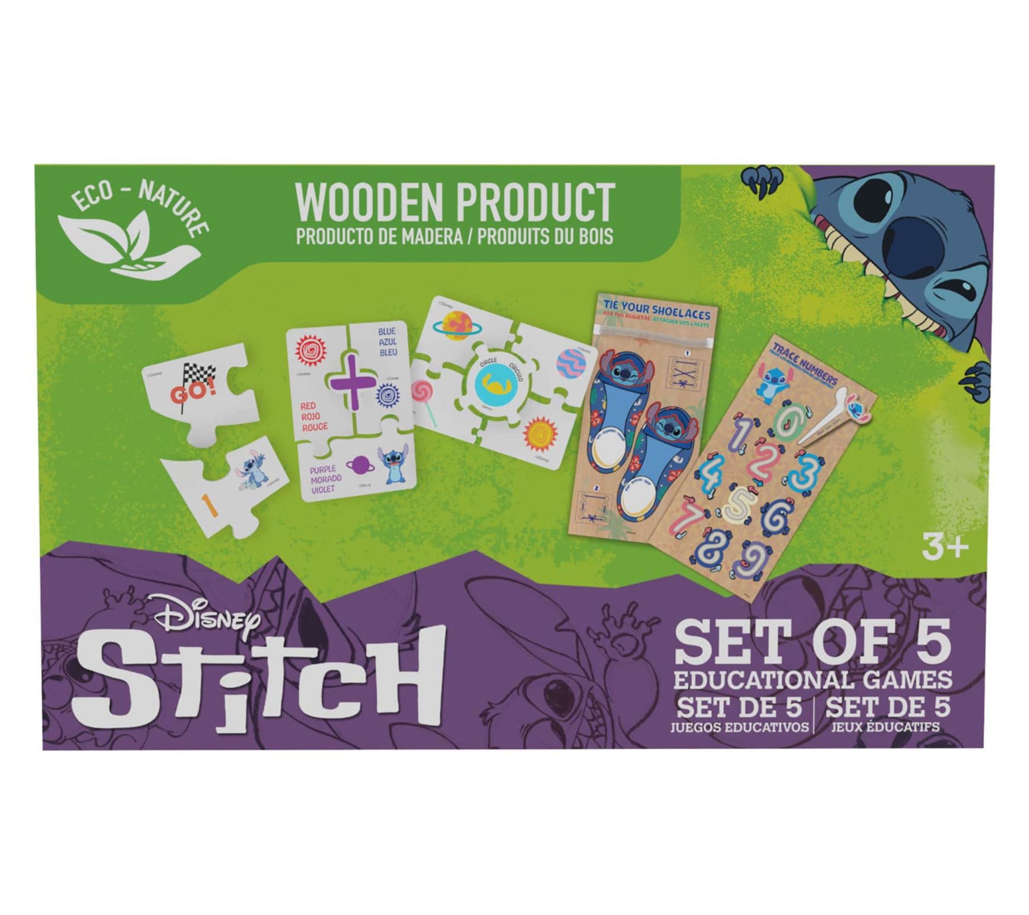 Disney: Stitch Educational Games - Set Of 5 - Wooden Puzzles