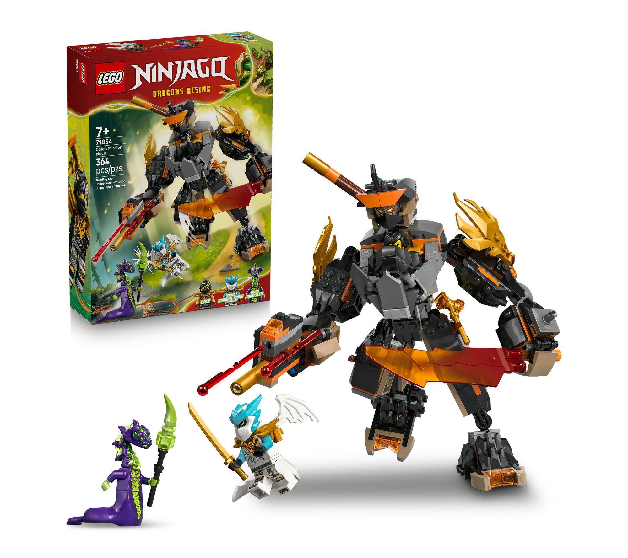 ウェア 24 LEGO NINJAGO Cole's Mission Mech & Dragon ZaneToys 71854 - QVC.com