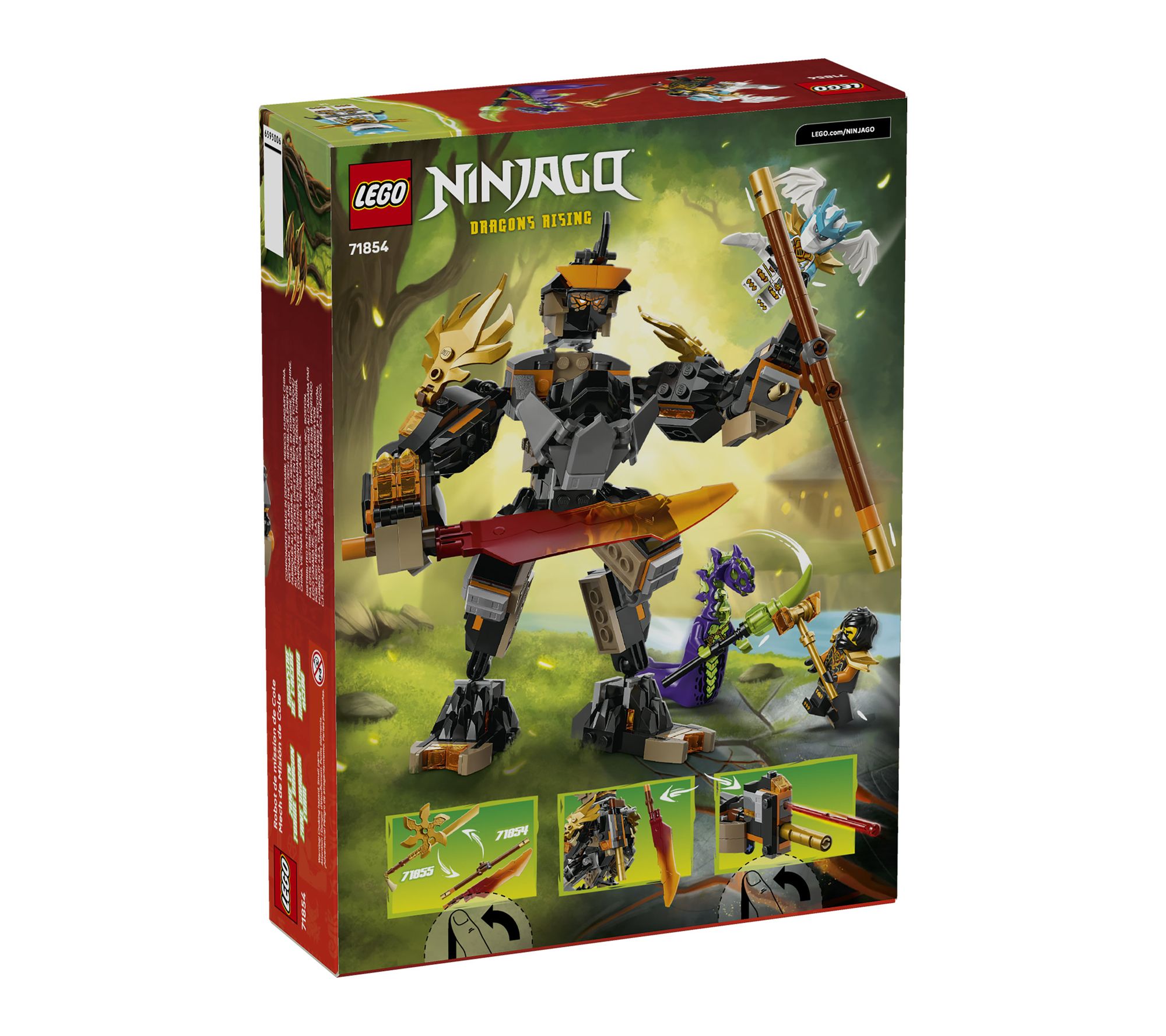LEGO NINJAGO Cole's Mission Mech & Dragon ZaneToys 71854 - QVC.com