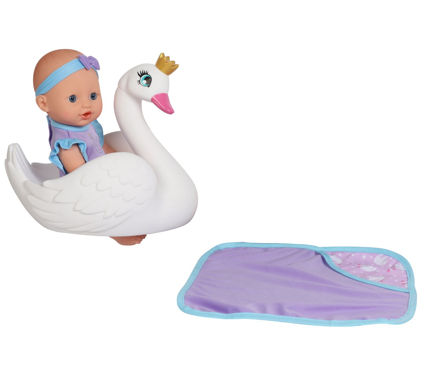 10 inch Pretend Play Bath Time Baby Doll With Swan Float
