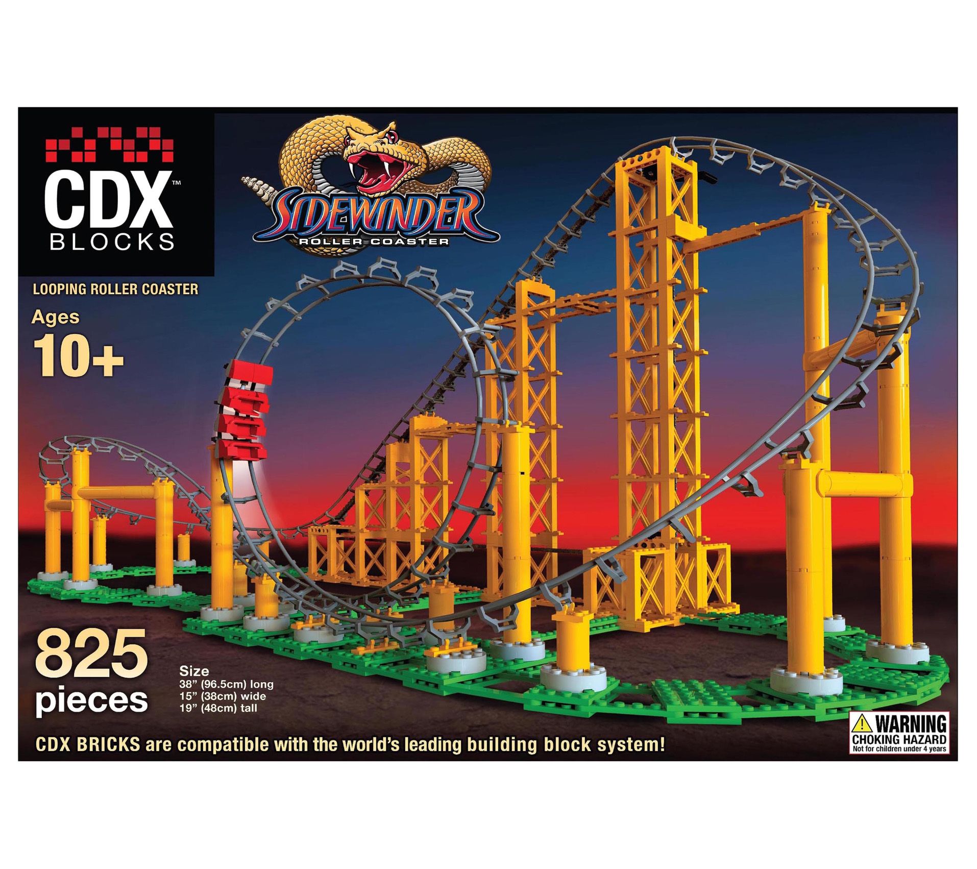 Brick Construction Sidewinder Roller Coaster Bu ilding Set - QVC.com