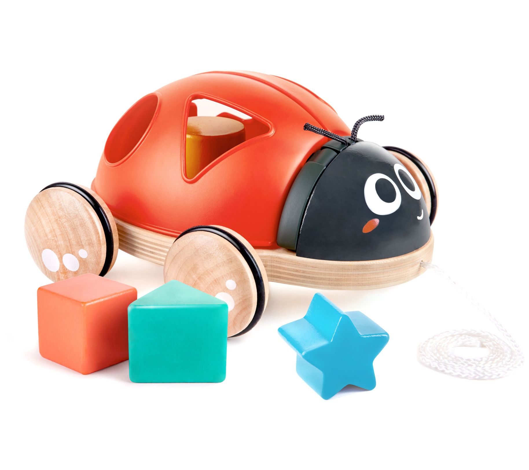 Hape Shape Sorter Pull-Along Wooden Ladybug