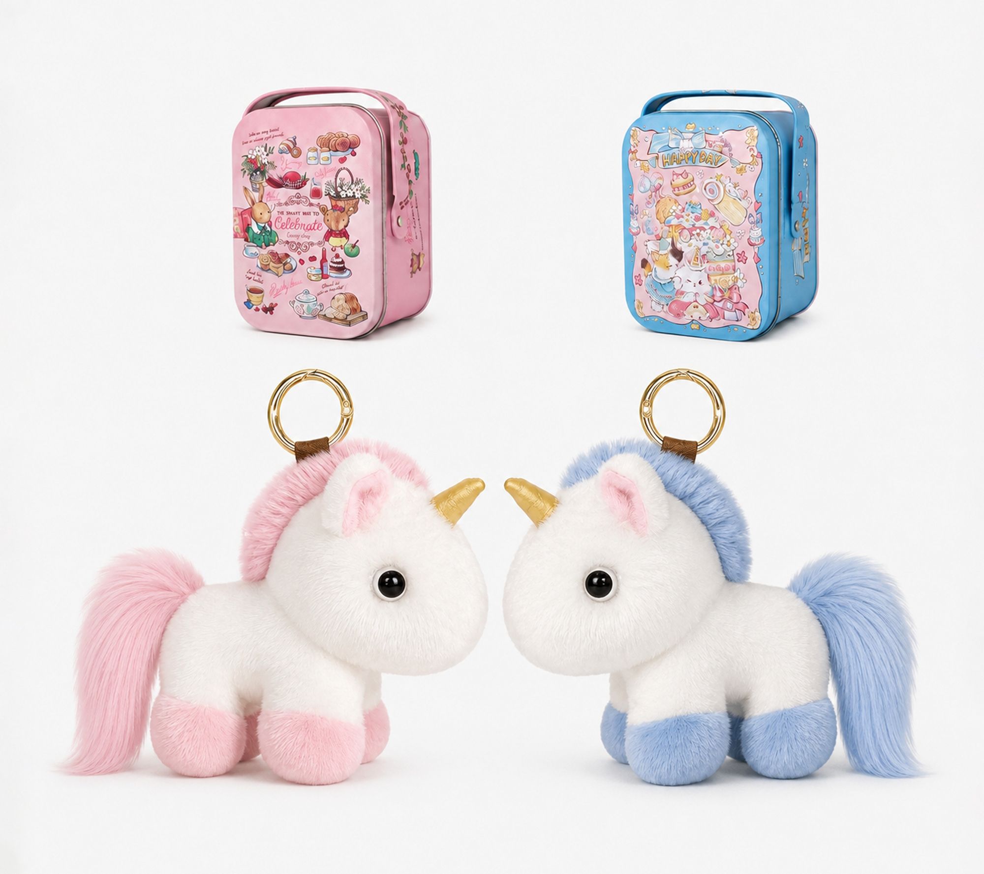 Bunnylulu Cute Fluffy Handmade Unicorn 2 Pieces with Metal Tin