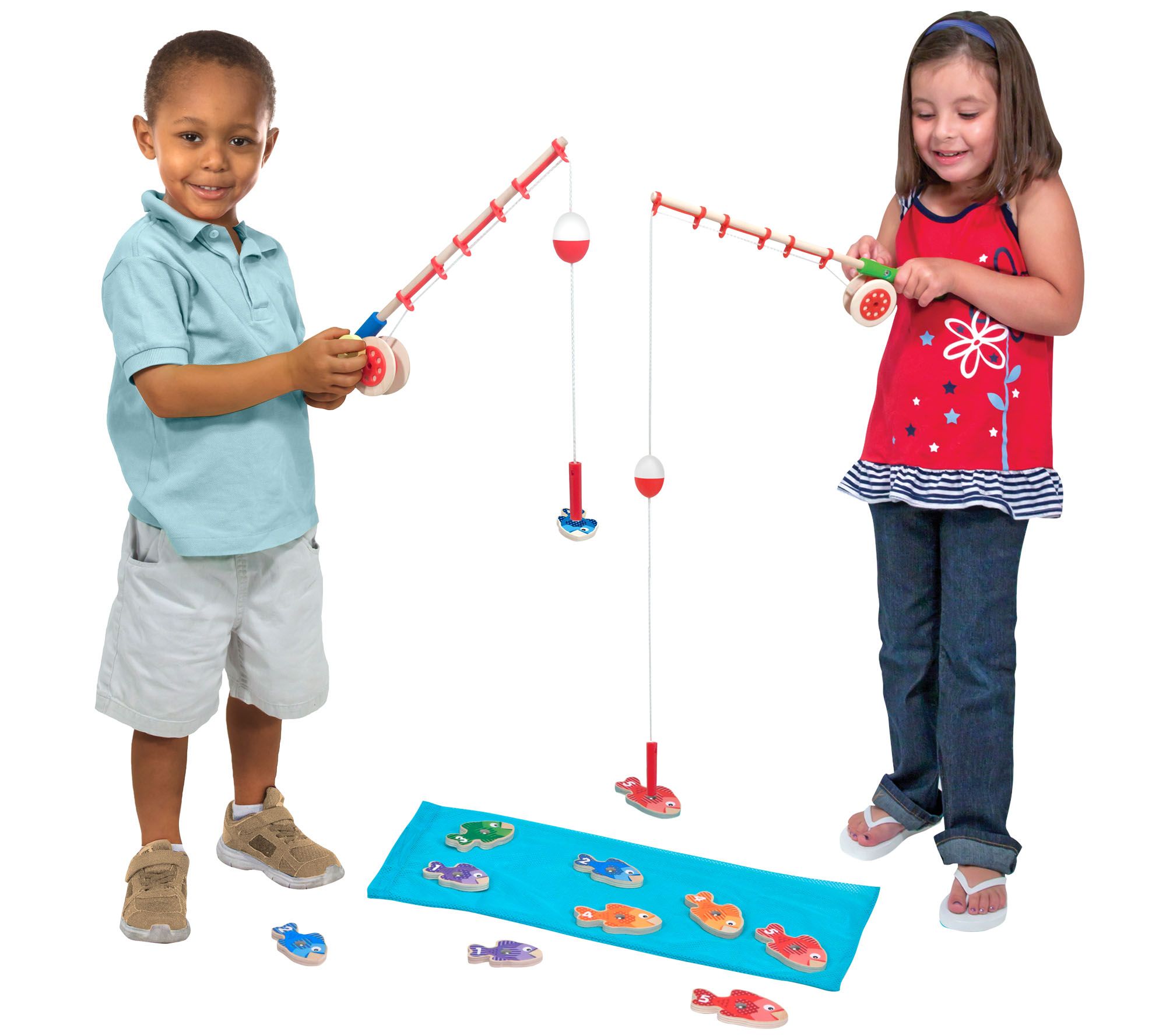 20 Fish Model Baby Pretend Playing IQ Educational Toy Magnetic 2 Fishing Rod 