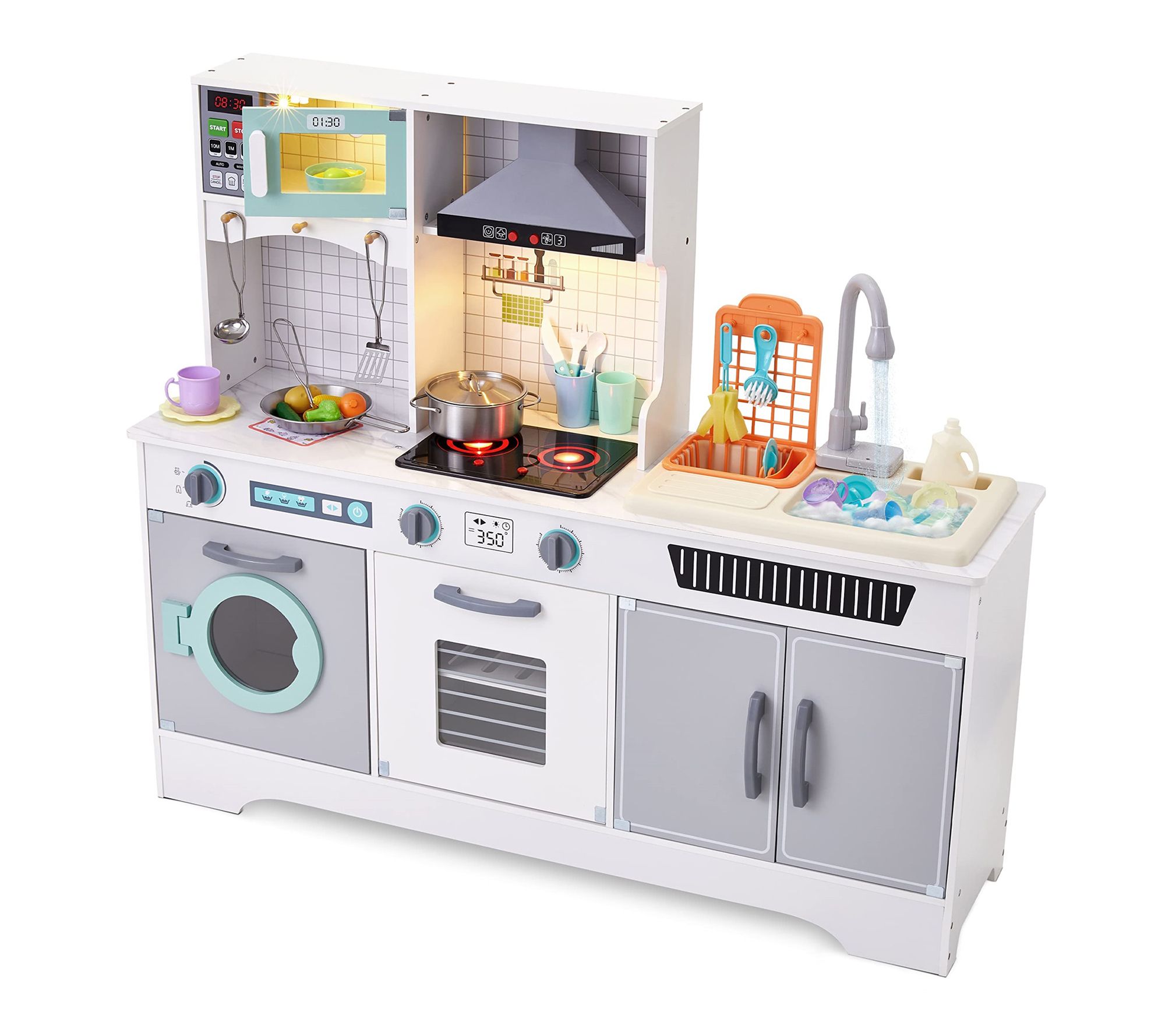 Lil' Jumbl Kids Kitchen Pretend Play Set with Washer Dryer