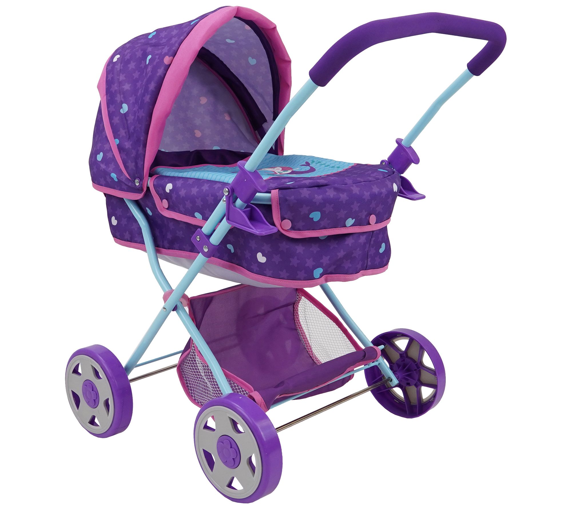 509 Crew Mermaid Doll Pram with Retractable Large Canopy