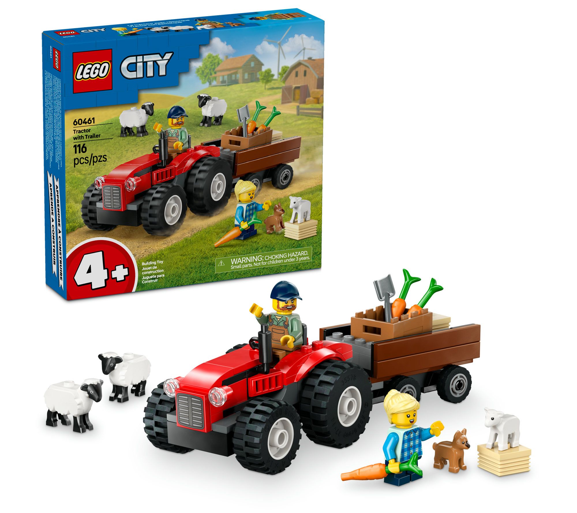 LEGO City Red Farm Tractor with Trailer & SheepToy Playset