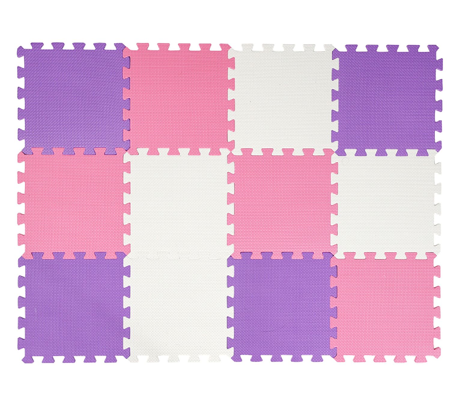 Easy Playhouse: 12 Foam Floor Tiles, Pink/Purple/White