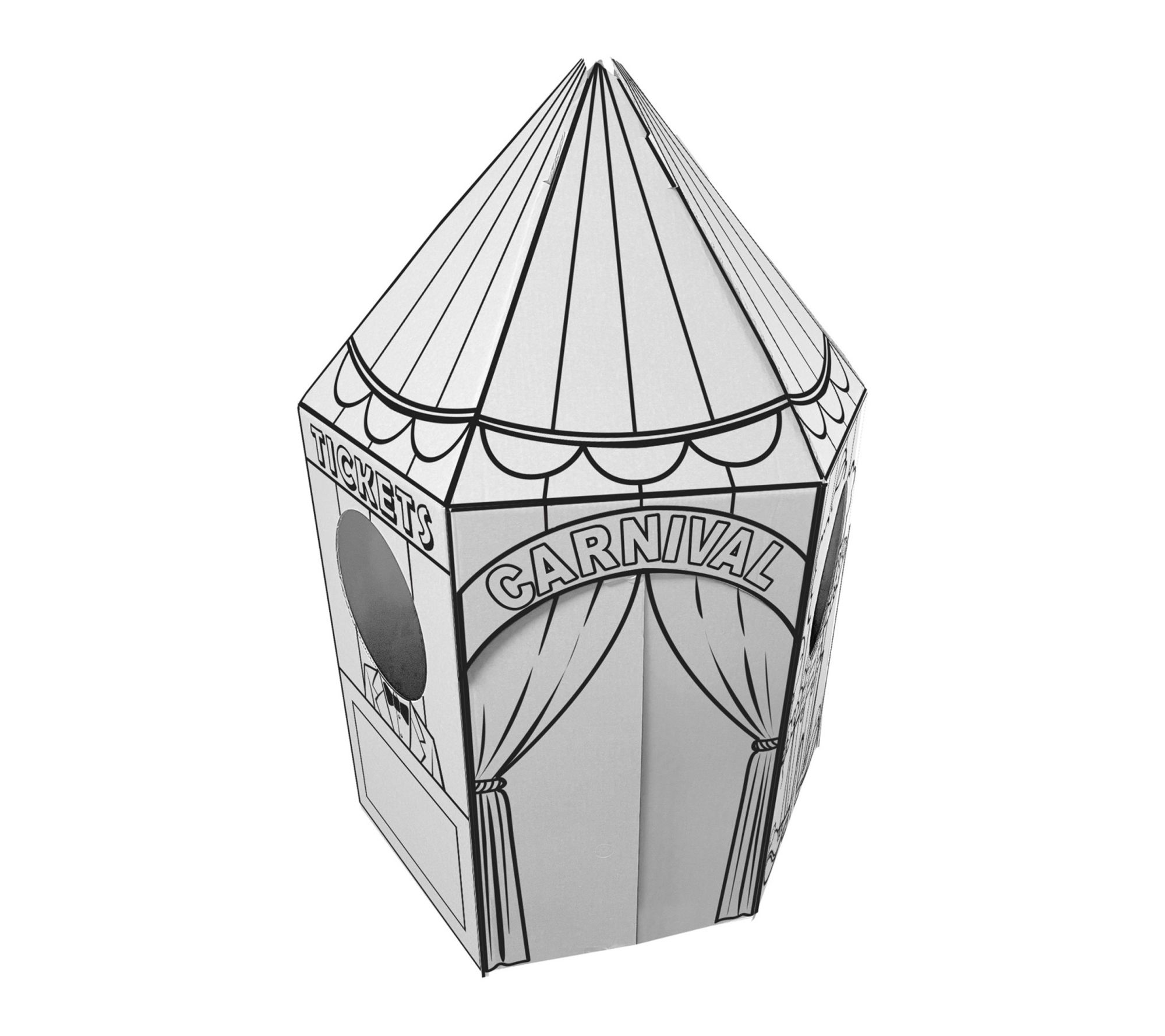 Easy Playhouse Decorate Cardboard Play Fort Carnival Tent