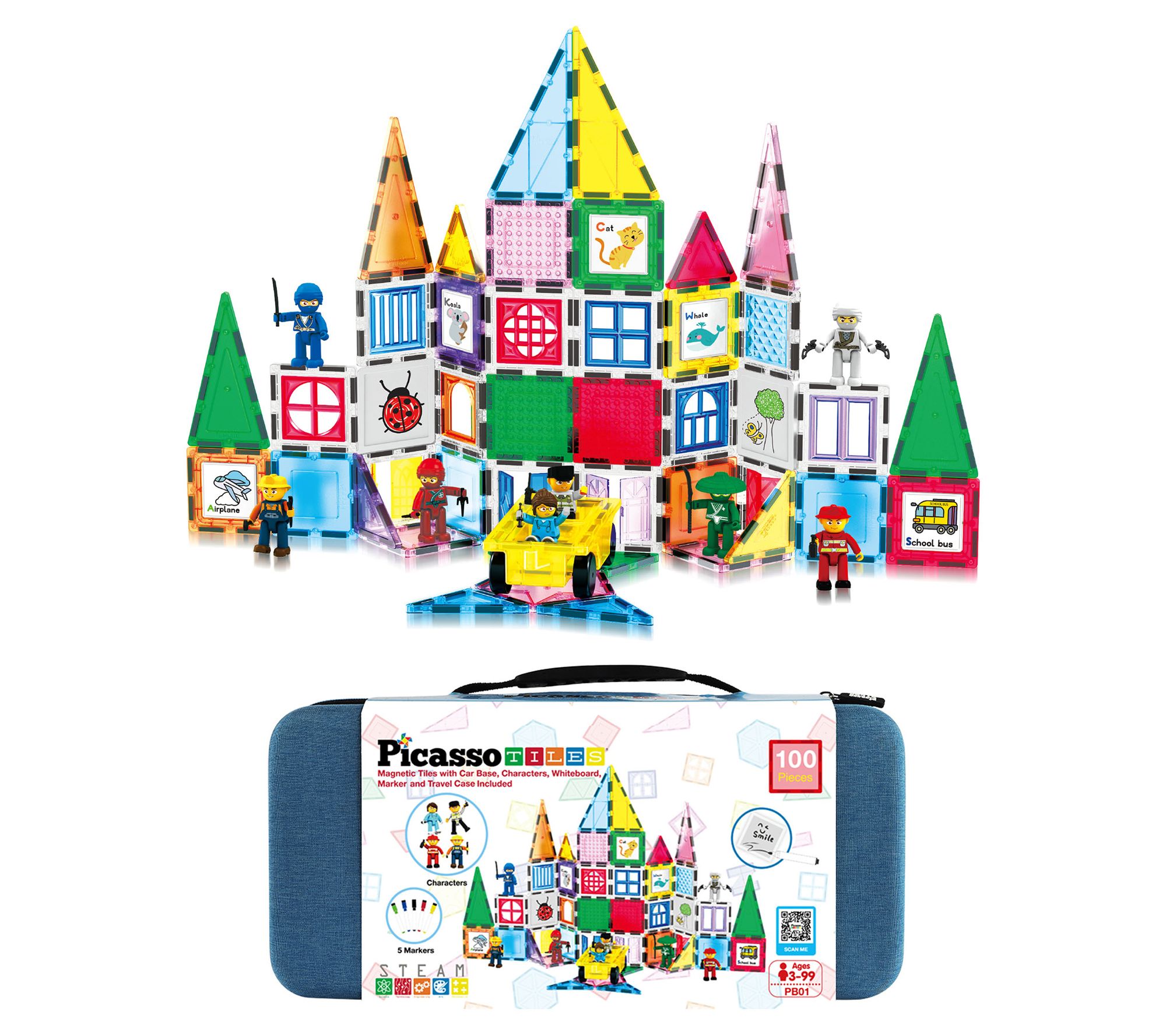 PicassoTiles Magnetic Builders Set - 100 Pieces