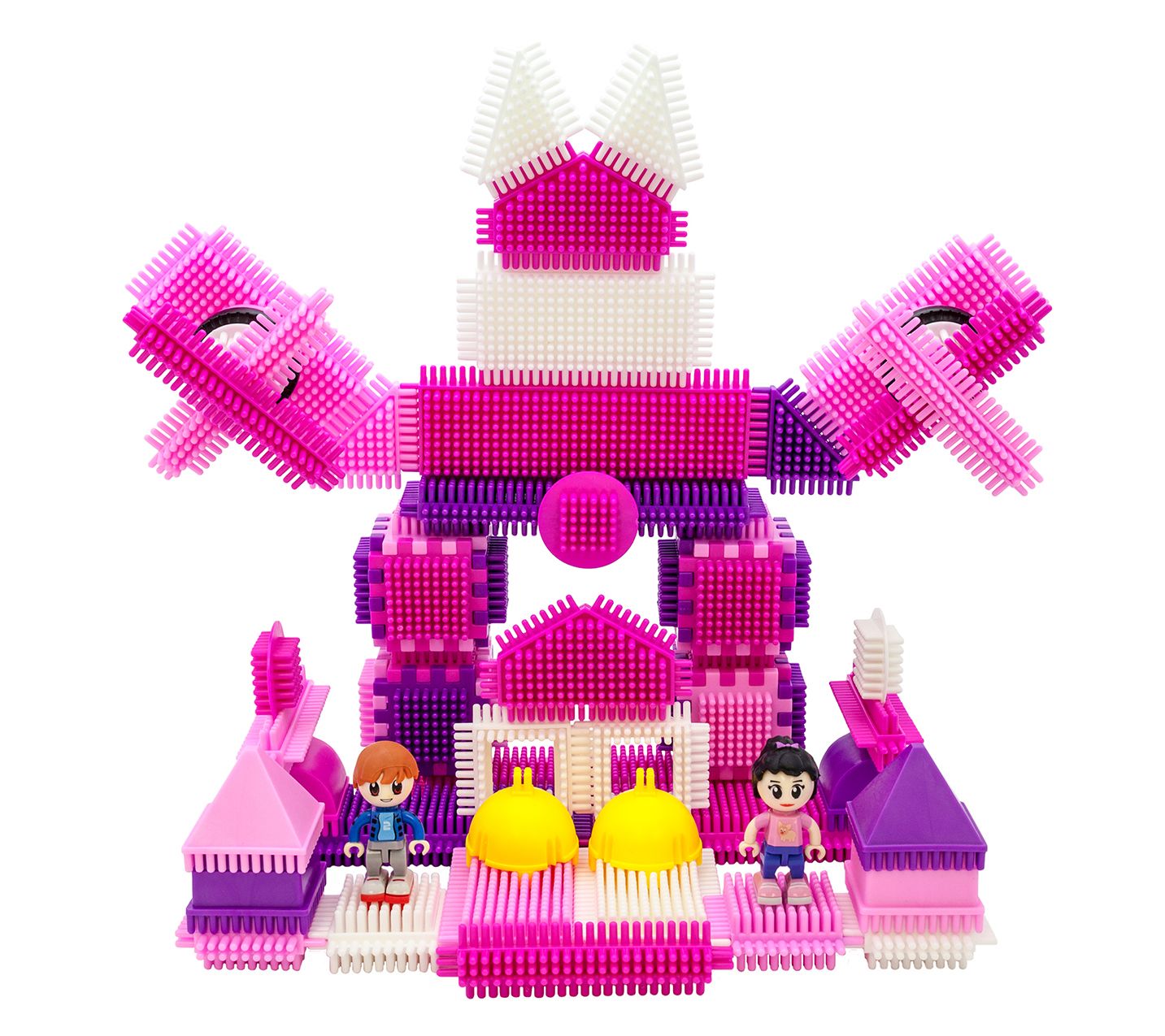 PicassoTiles 106pc Pink Castle Hedgehog Building Blocks Set