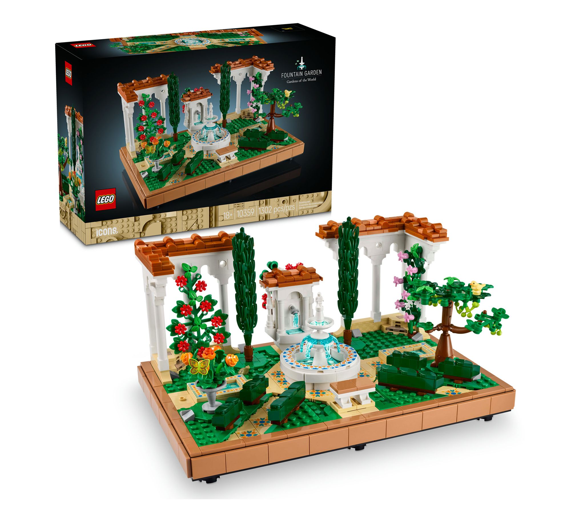 LEGO Icons Fountain Garden Display, Home and Office Decor Buil