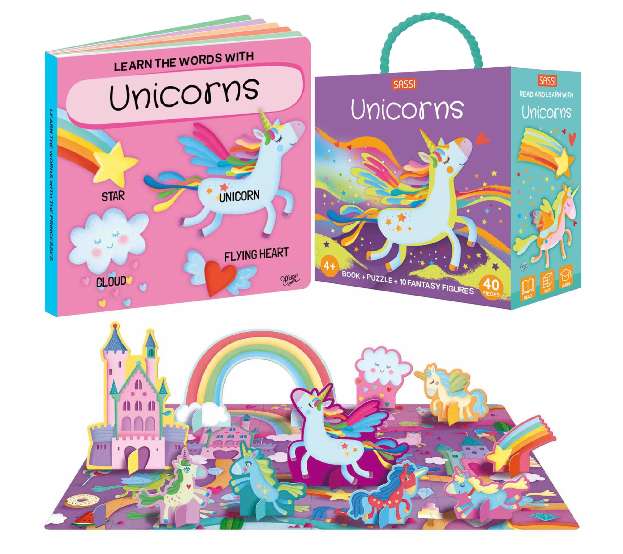 Sassi: Q-Box - Unicorns - Read-Play-Learn Mythical Set Puzzle