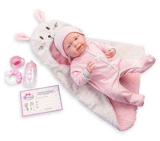 JC Toys La Newborn 15.5" Soft Body Baby Doll Bunting Bunny