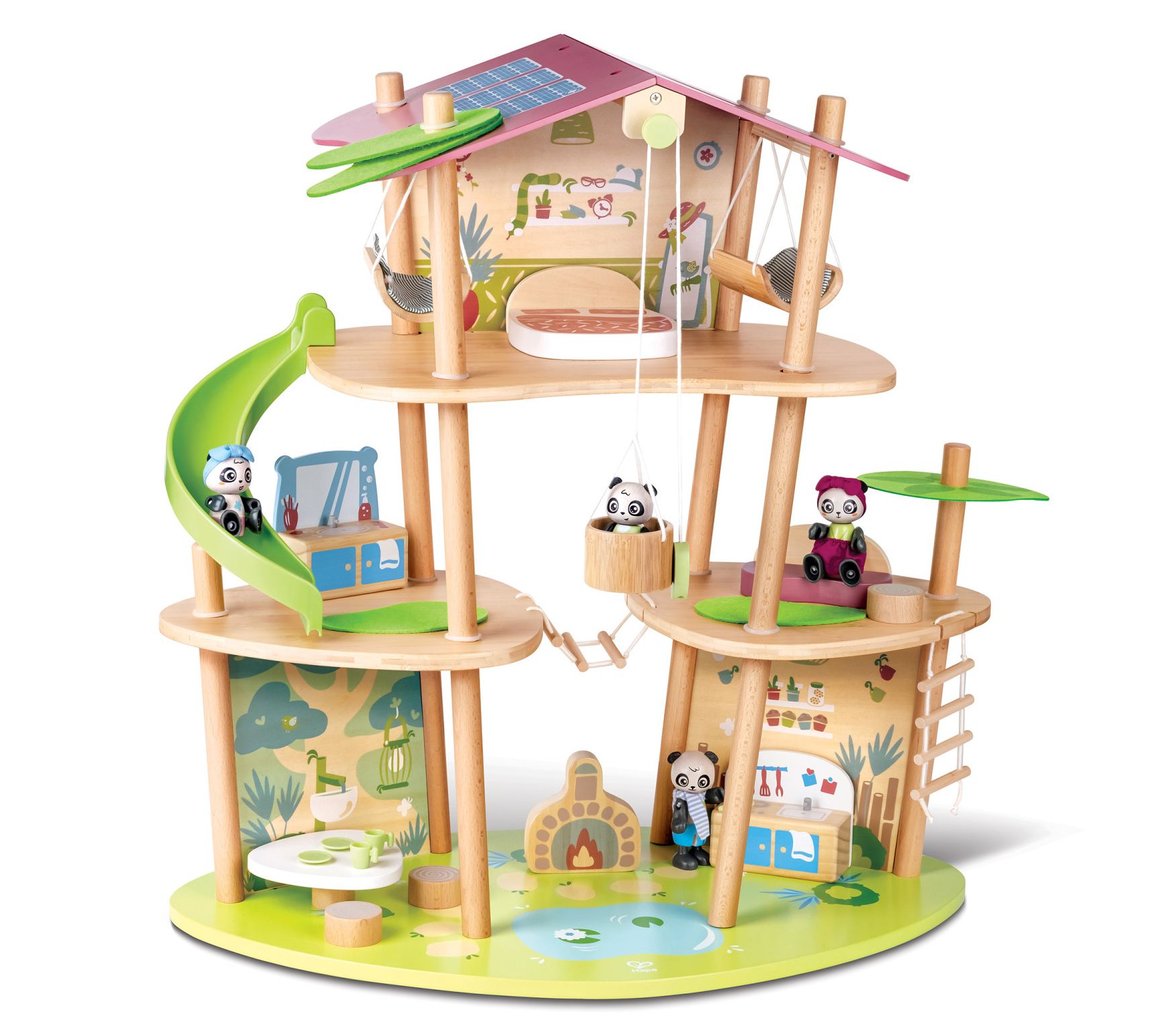Hape: Pandas Bamboo House, 25pc Wooden & Bamboo