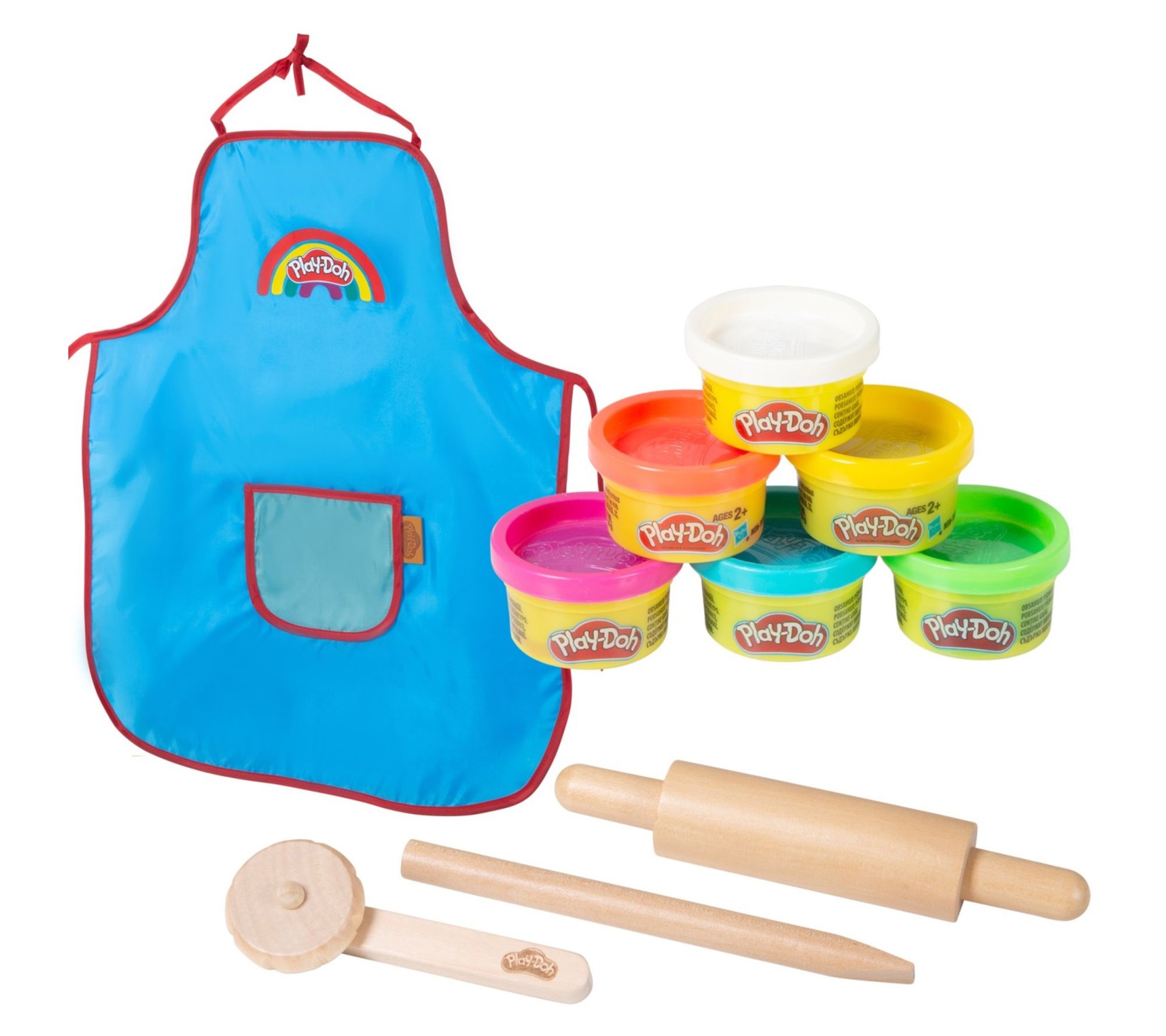 Play-Doh Sustai nable Set: 6 Co lors, Apron & W ooden Tools