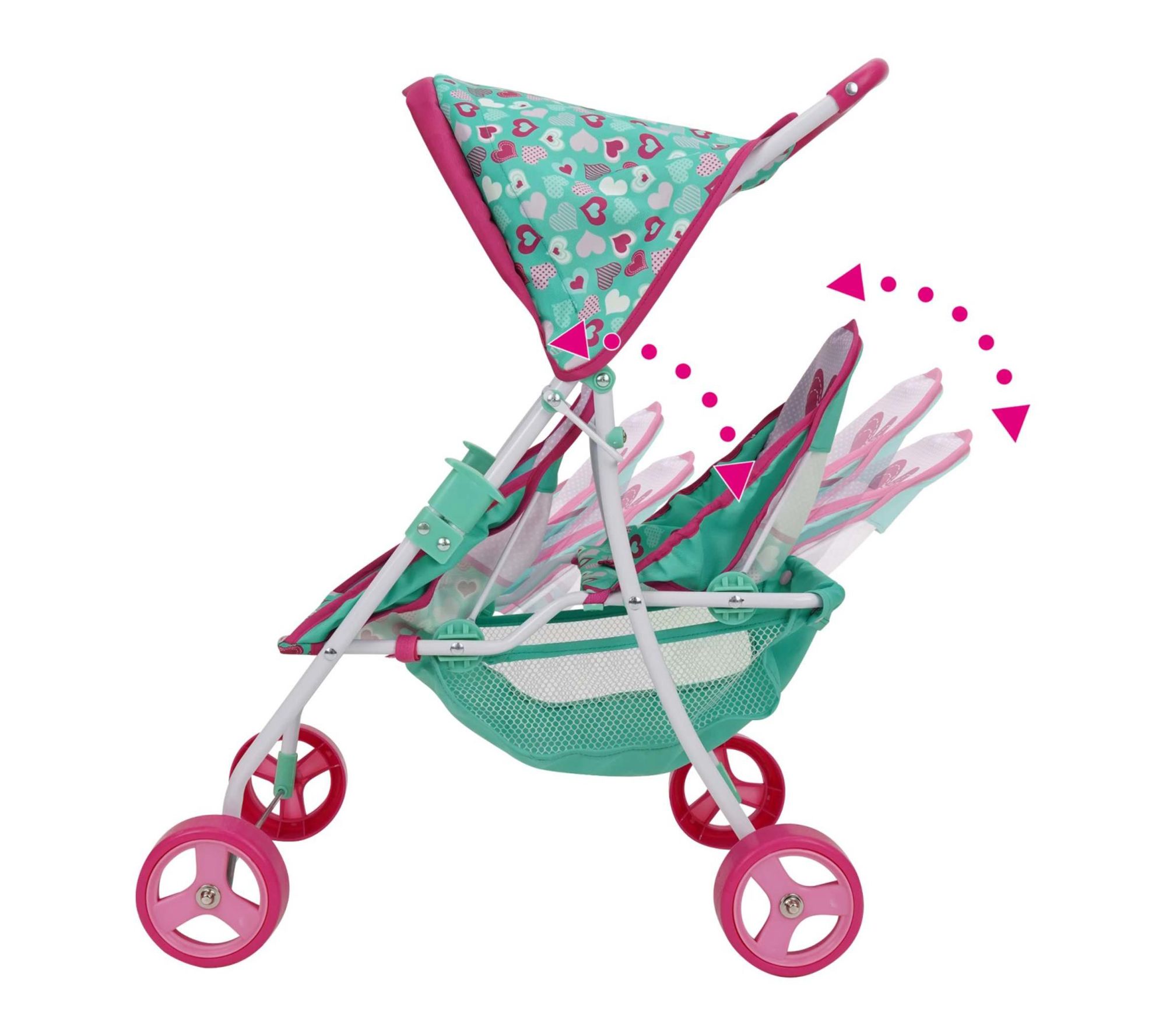 509 Crew Mint Heart Tandem Twin Doll Stroller - QVC.com